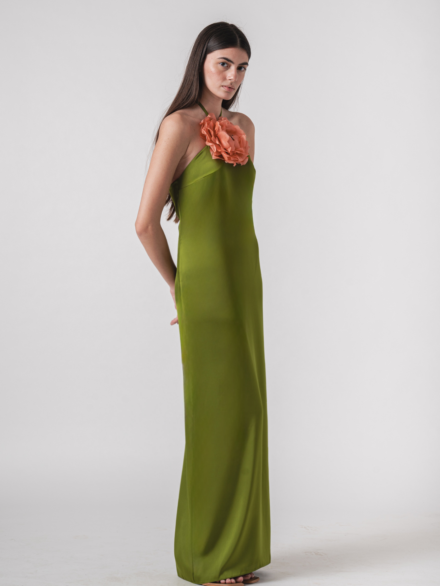 IPANEMA MAXI DRESS - OLIVE AND ORANGE