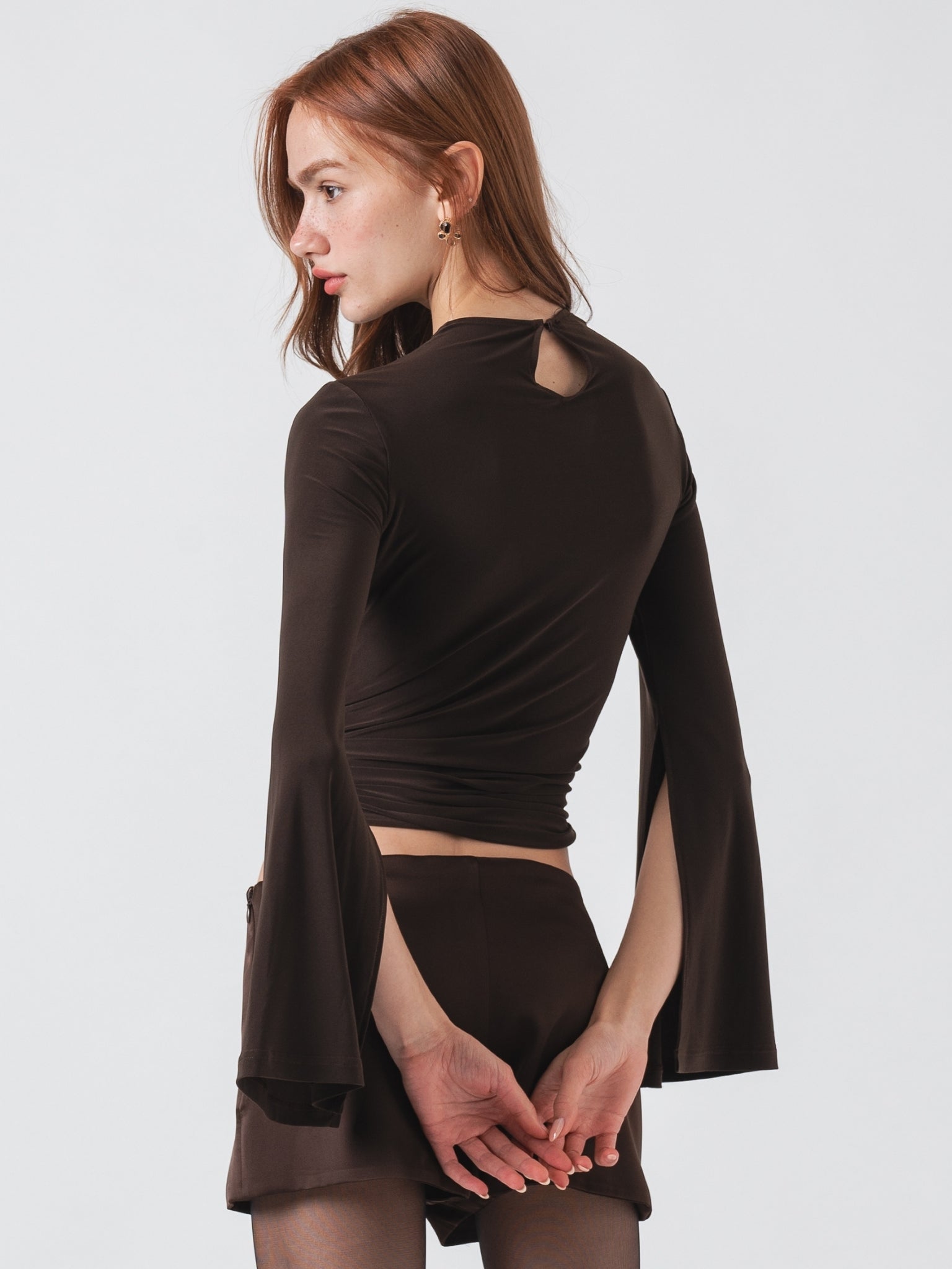 TIDE LONG SLEEVE TOP - BROWN