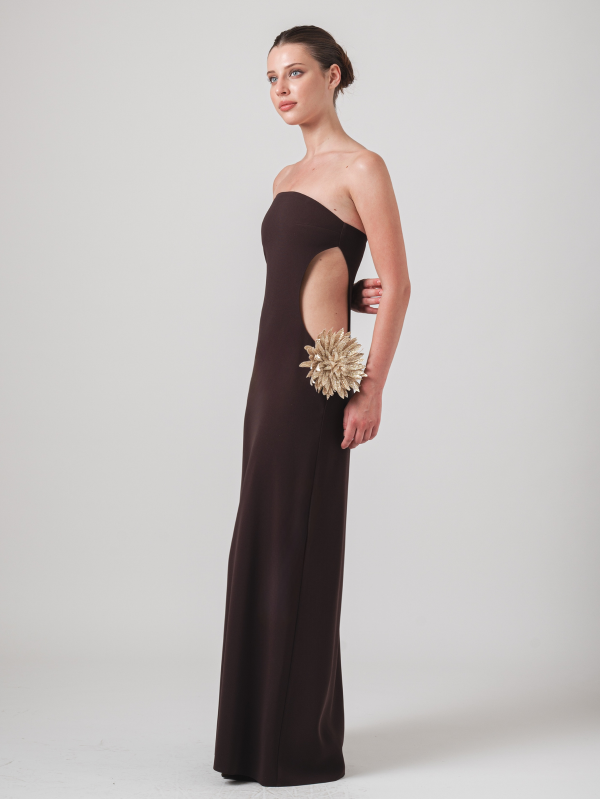 ISLA MAXI DRESS - BROWN & GOLD