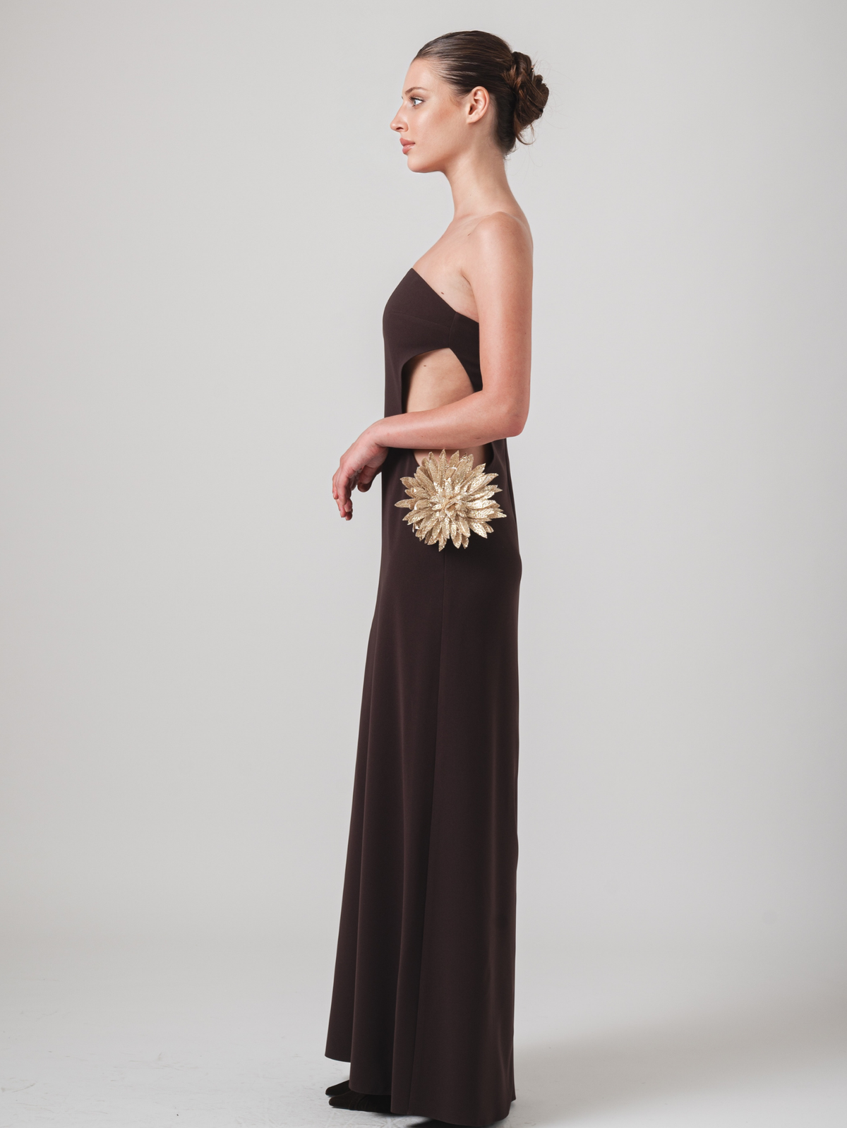 ISLA MAXI DRESS - BROWN & GOLD