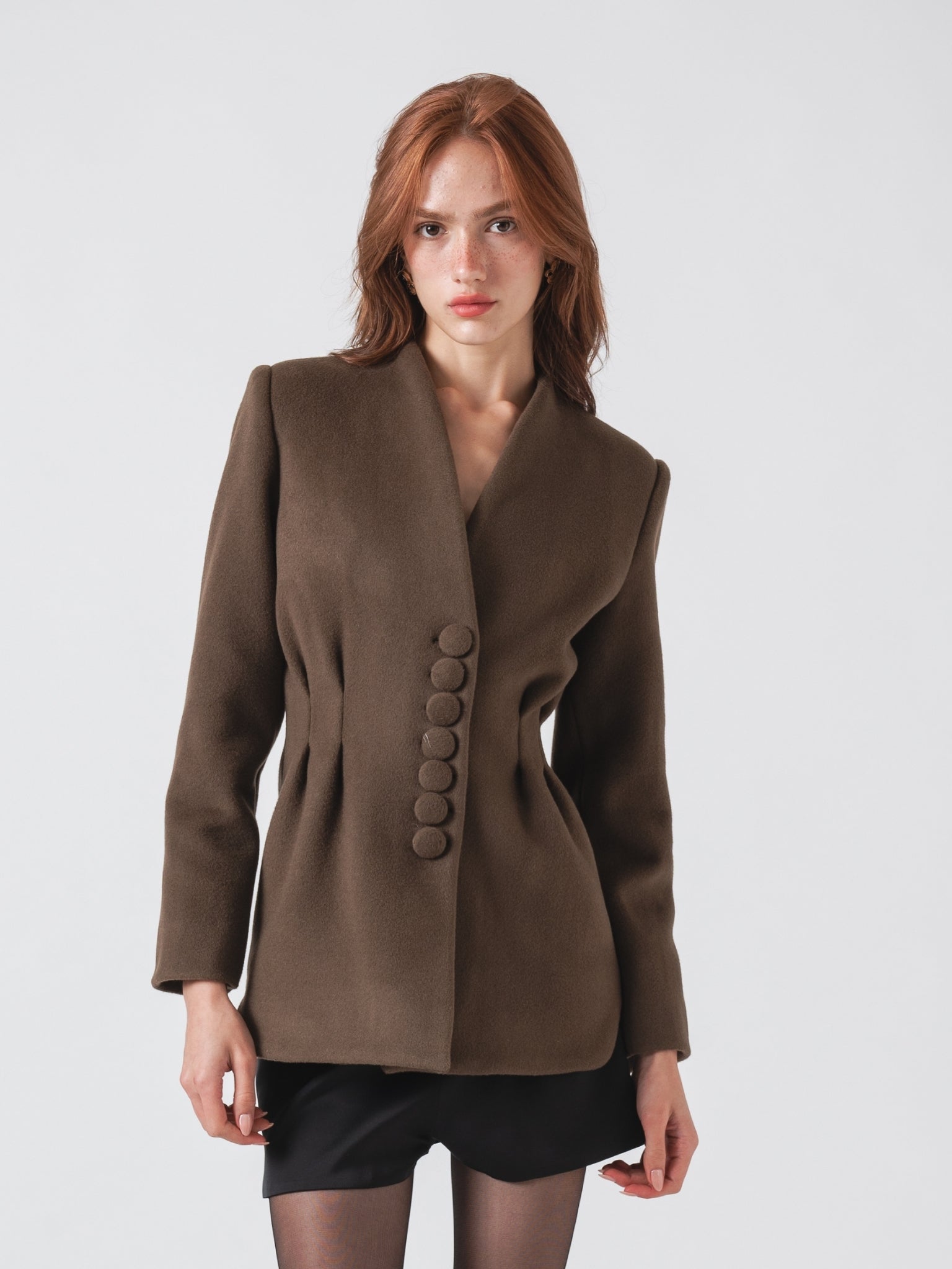 CINTRÉ SHORT COAT - BROWN CASHMERE BLEND