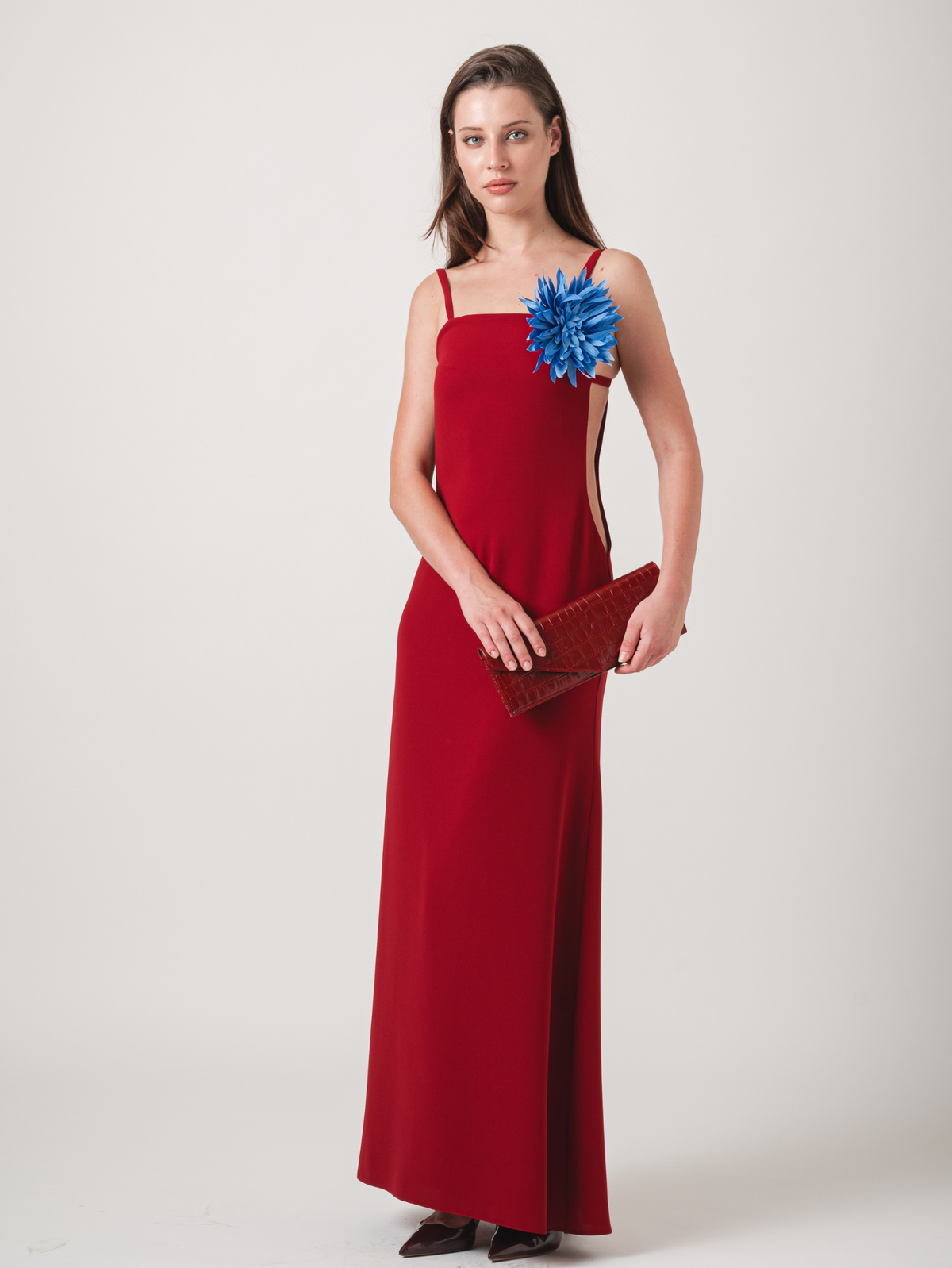 WILDFLOWER MAXI DRESS - RED & CAPRI BLUE