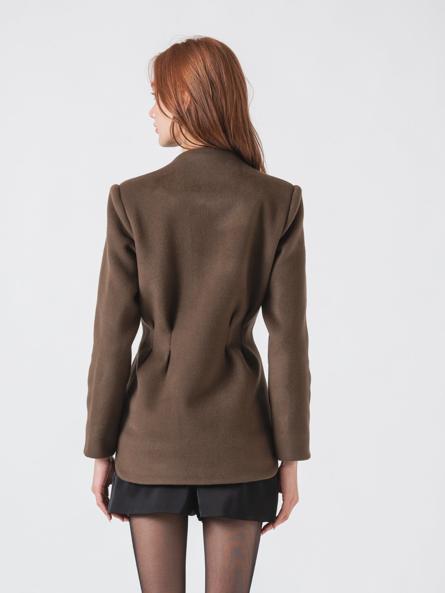 CINTRÉ SHORT COAT - BROWN CASHMERE BLEND