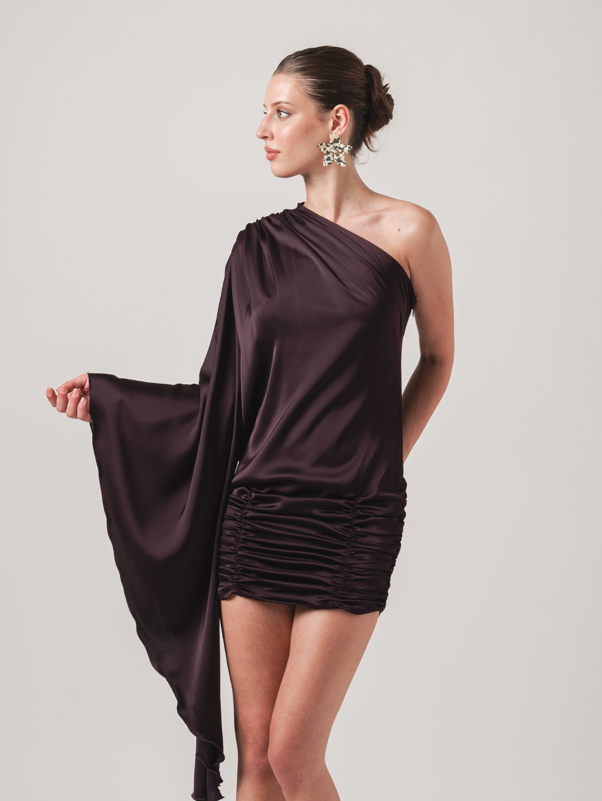 LUCIA MINI DRESS - AUBERGINE