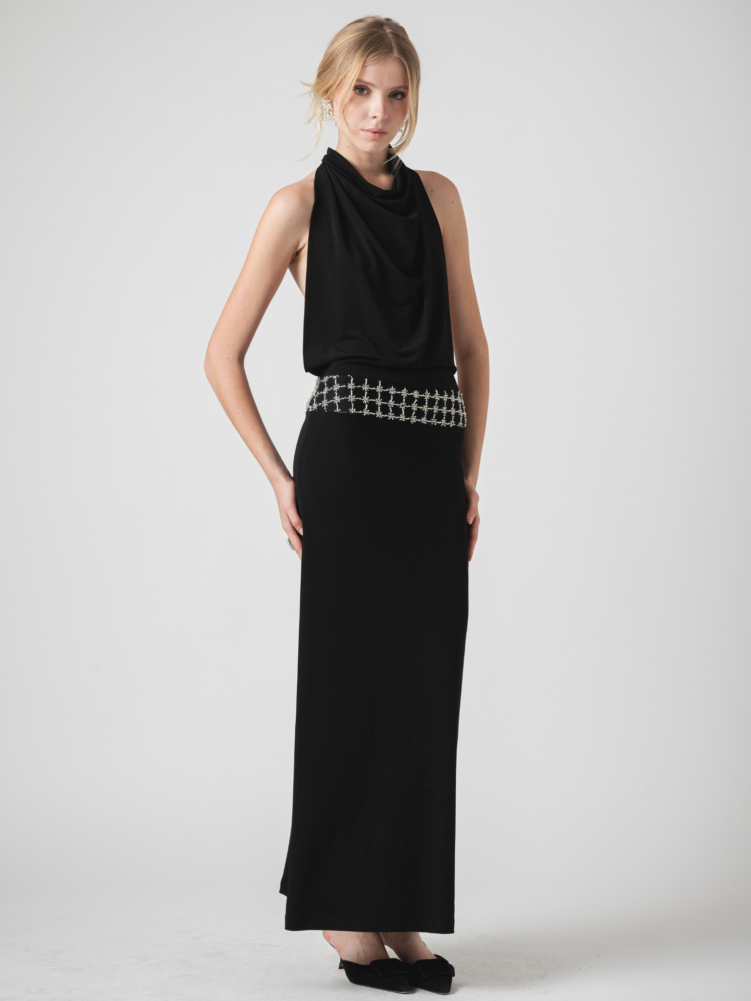 HALO MAXI DRESS - BLACK & SILVER HALO MAXI DRESS - BLACK & SILVER