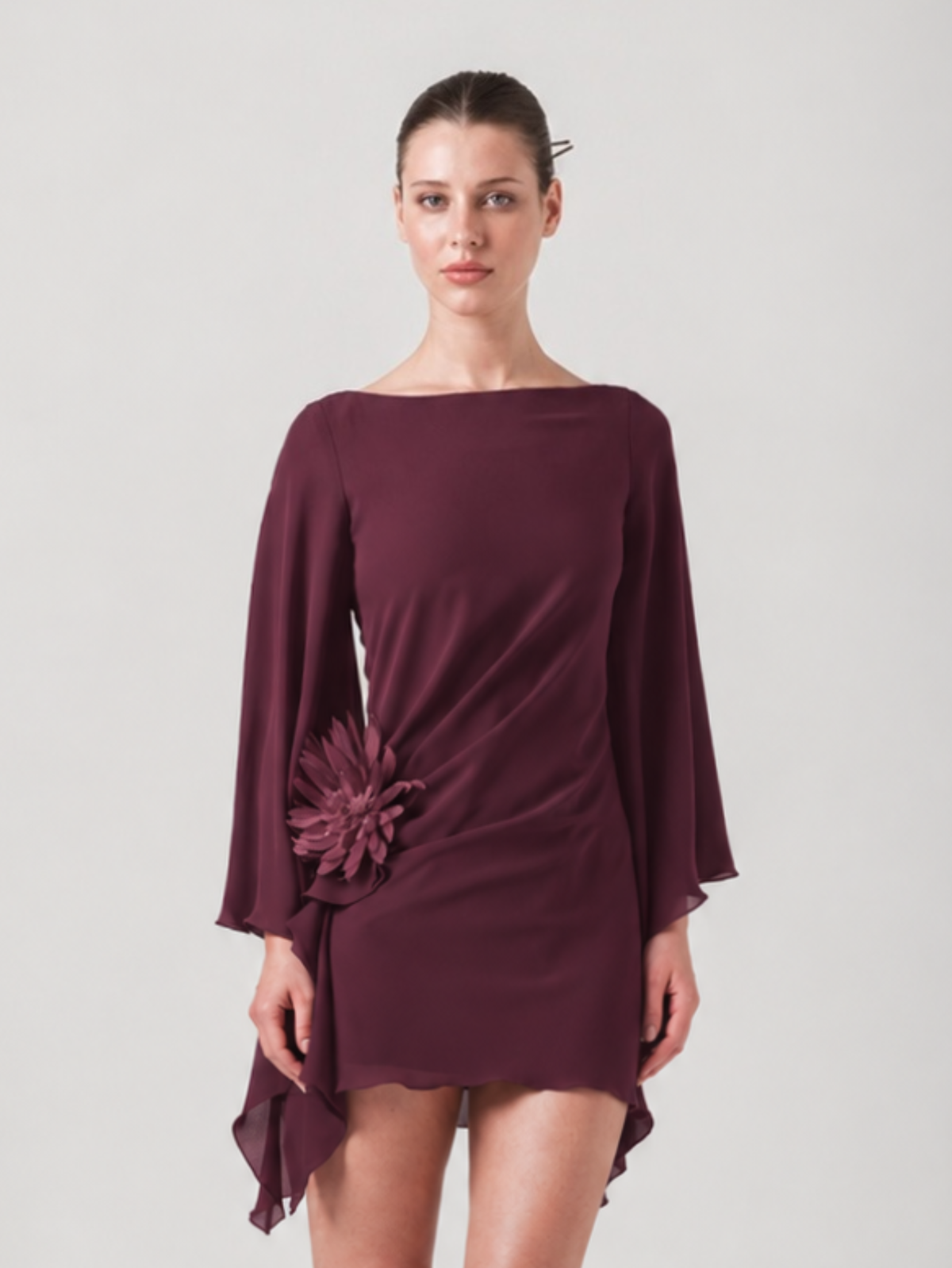 LEONIE MINI DRESS - PLUM