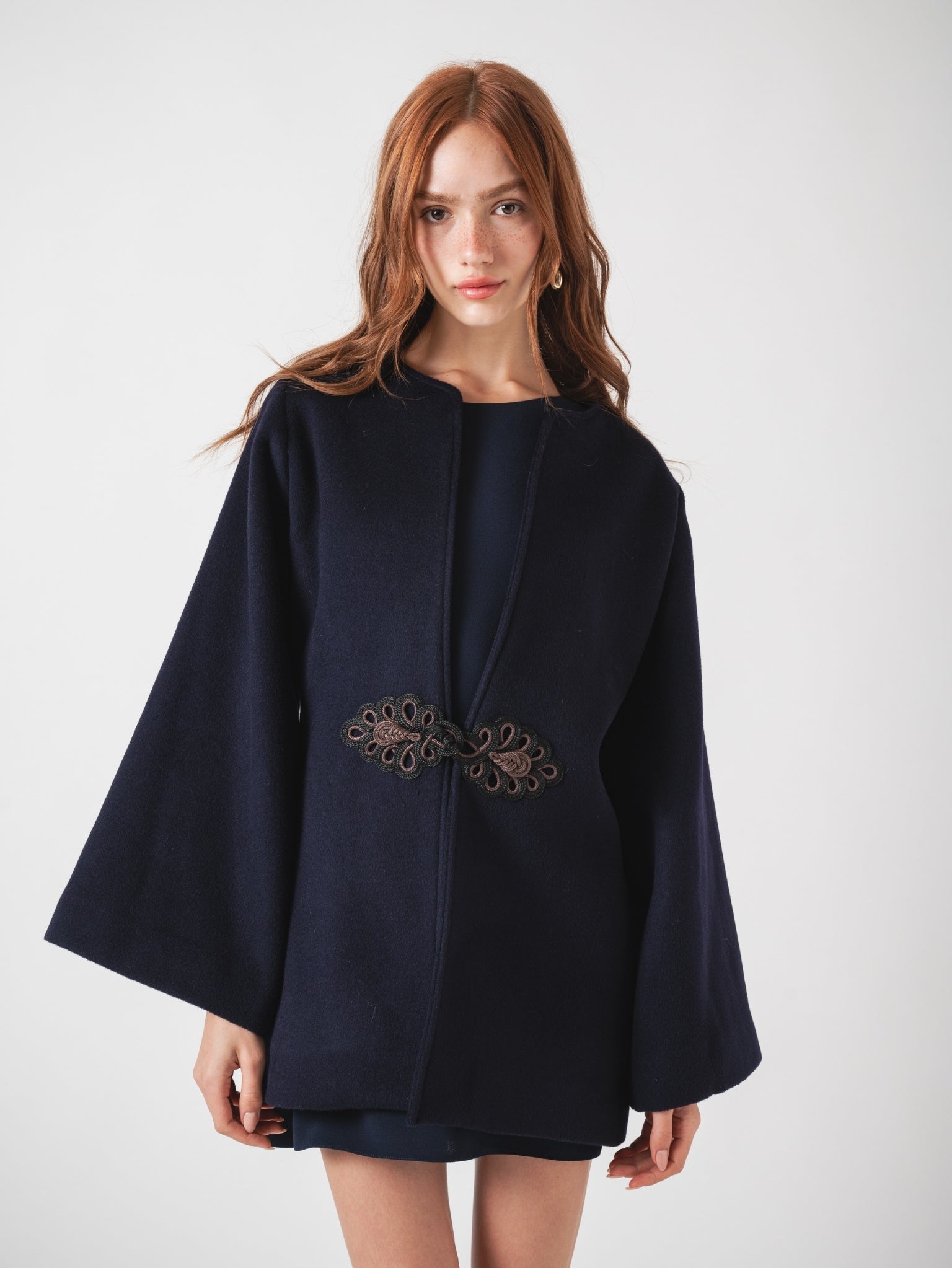 LOTUS SHORT COAT - NAVY WOOL