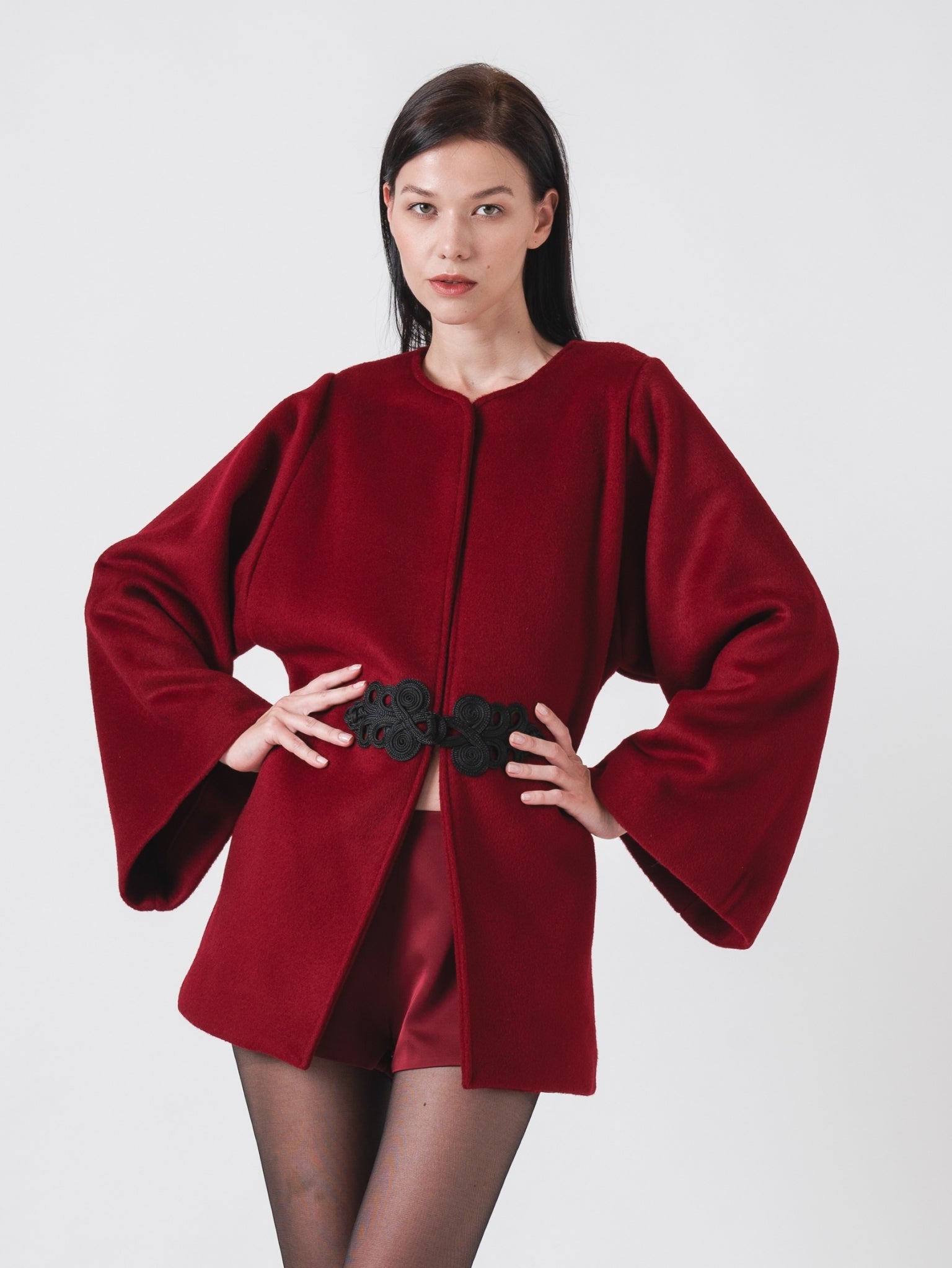 LOTUS SHORT COAT - RED WOOL