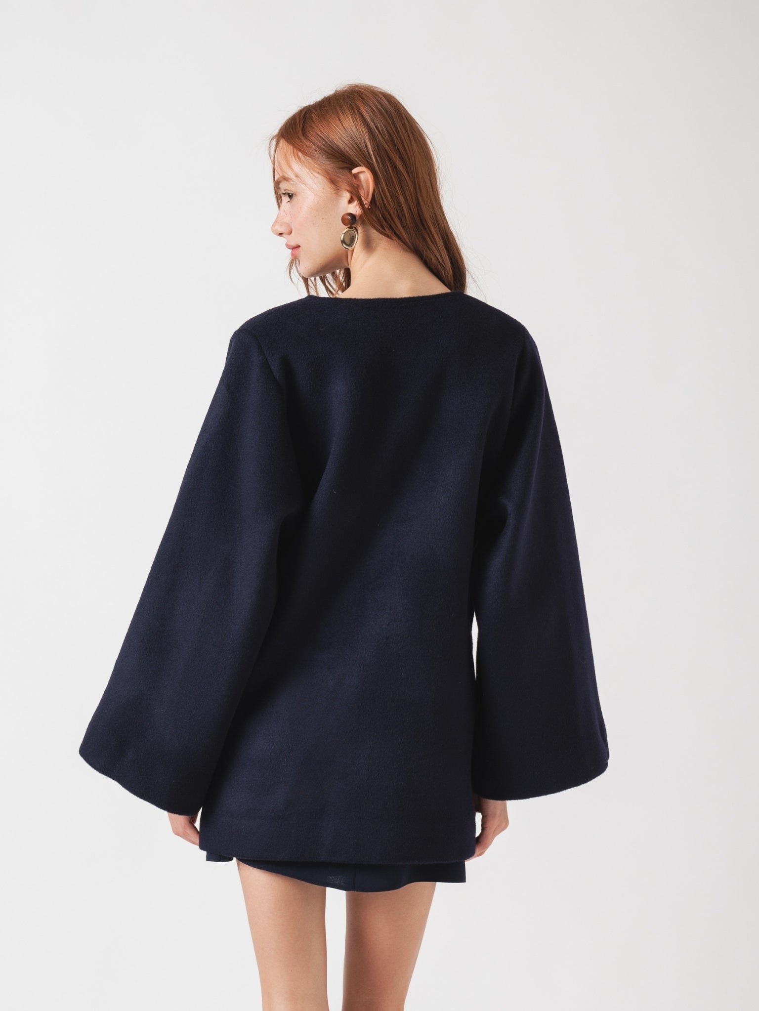 LOTUS SHORT COAT - NAVY WOOL