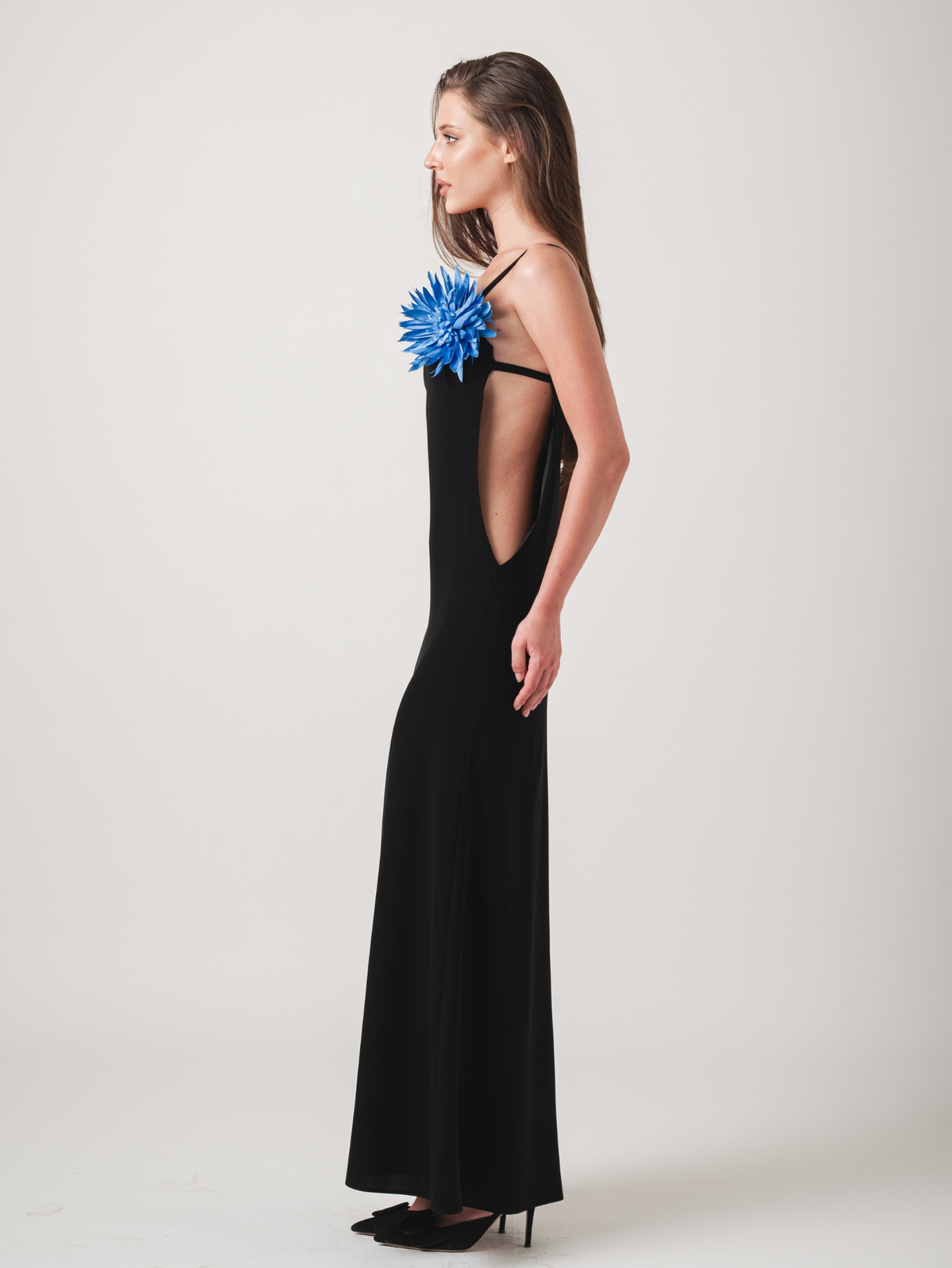 WILDFLOWER MAXI DRESS - BLACK & CAPRI BLUE