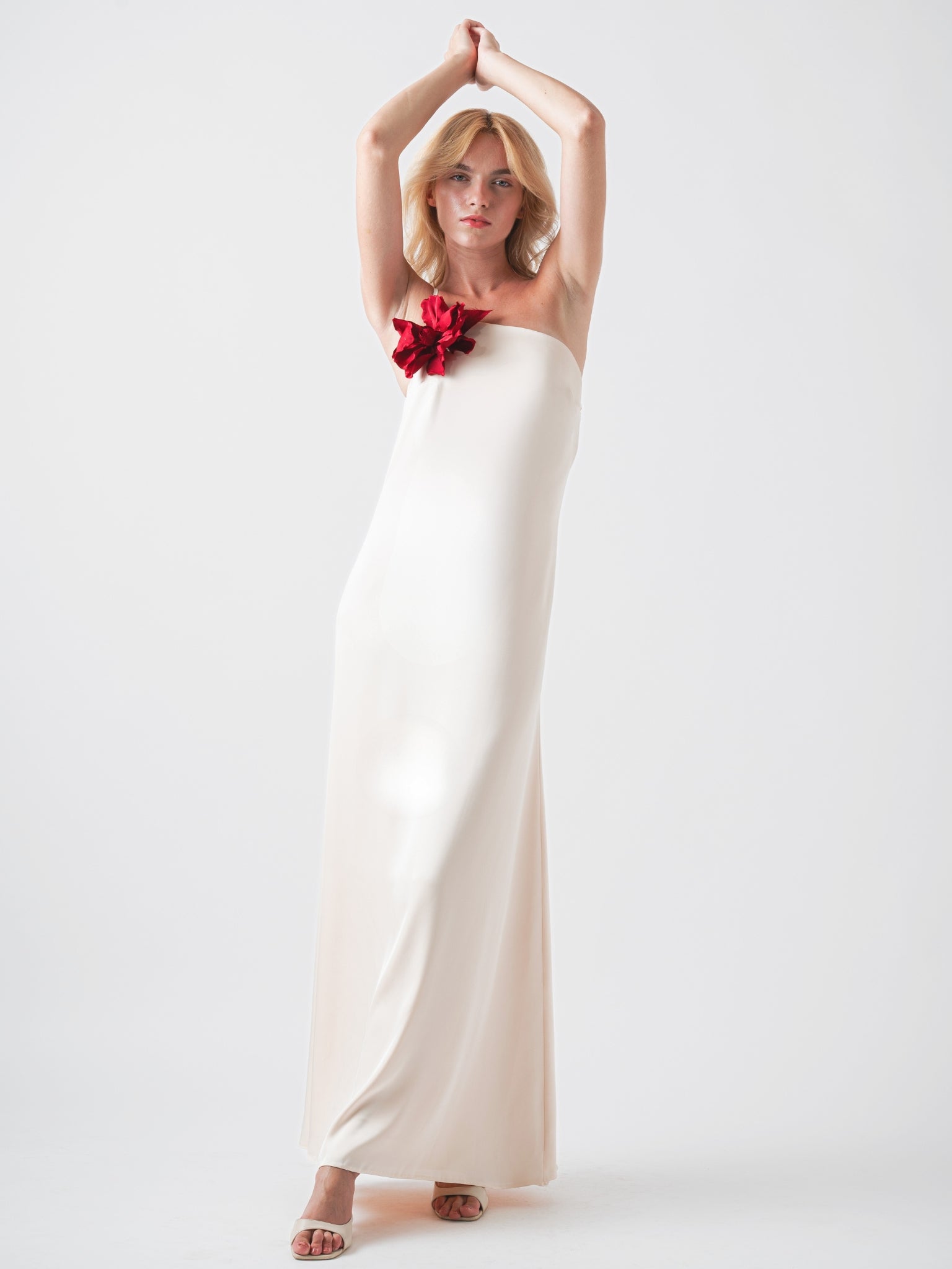 SCARLET MAXI DRESS - IVORY AND RED
