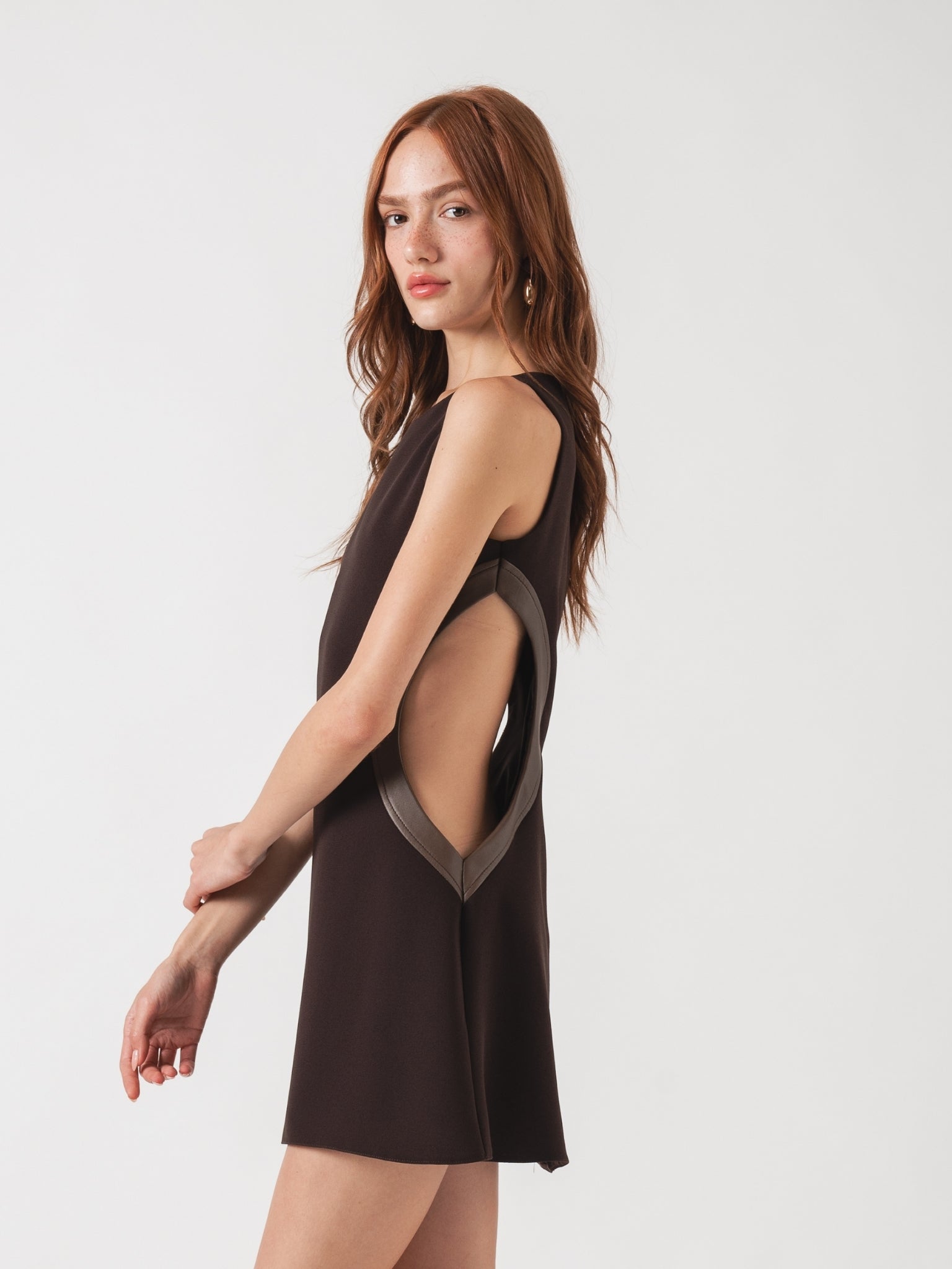 IVY MINI DRESS - CHOCOLATE & BROWN LAMBSKIN LEATHER