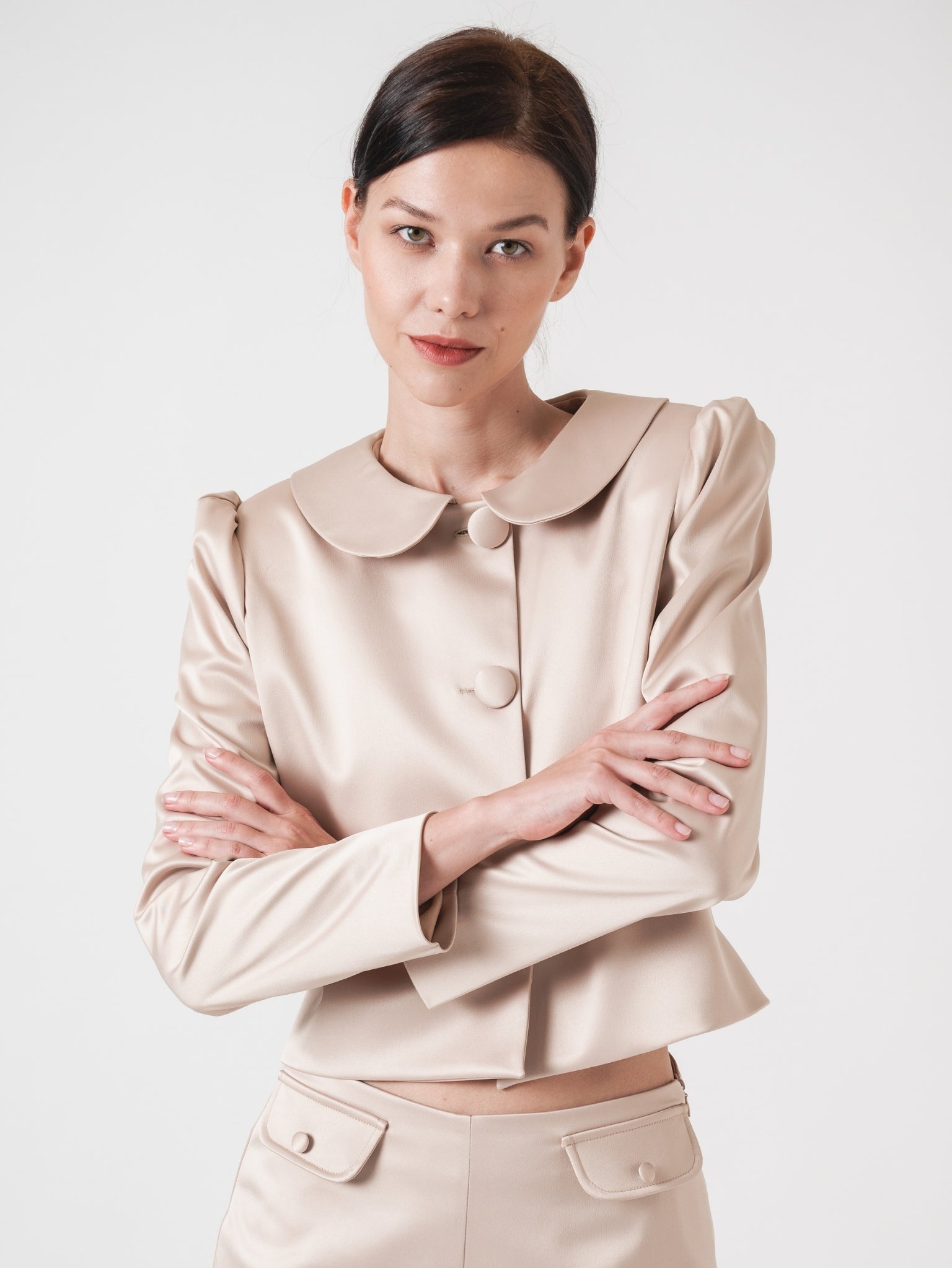 ÉLOISE SATIN JACKET - CHAMPAGNE