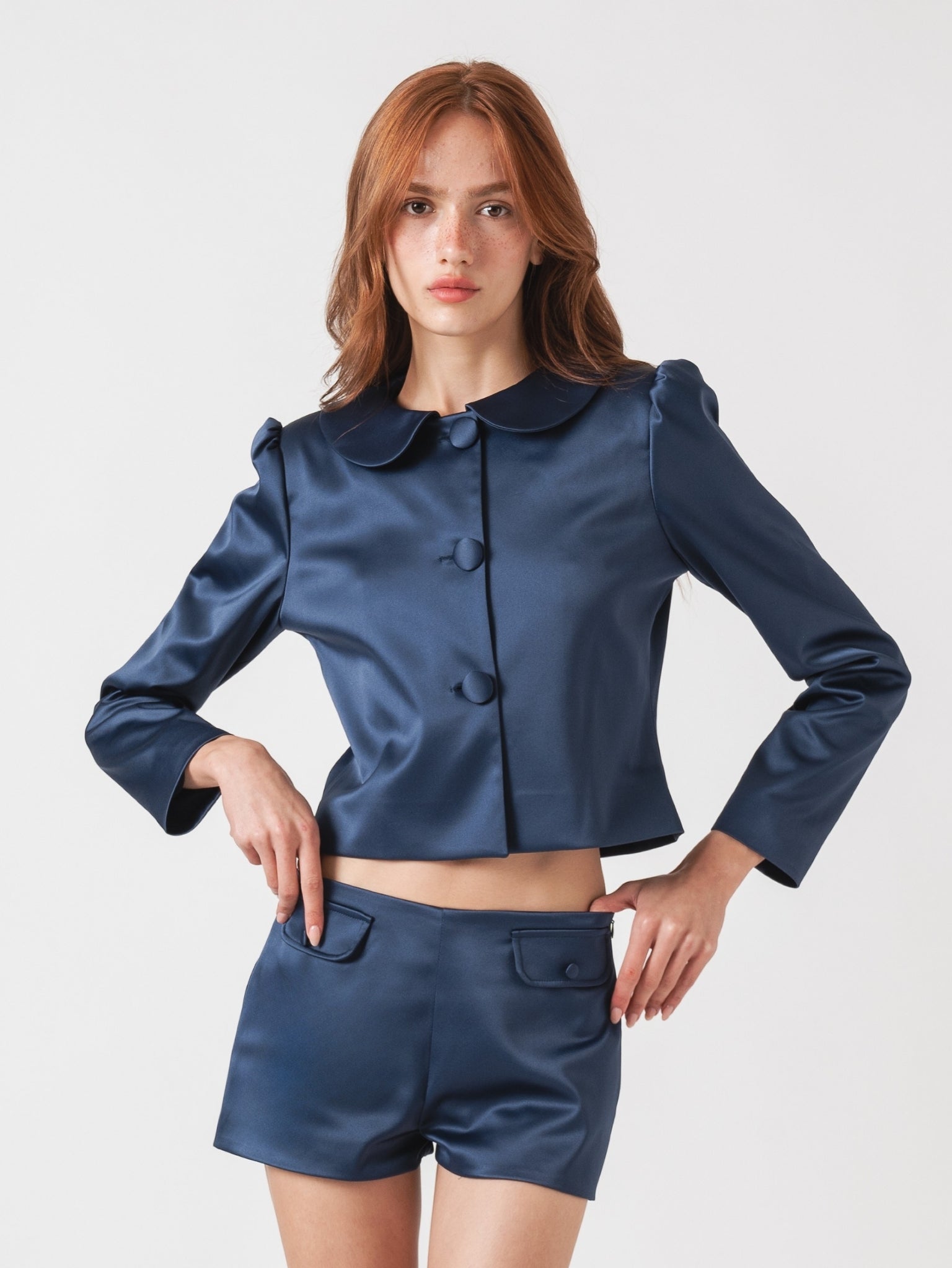 ÉLOISE SATIN JACKET - NAVY