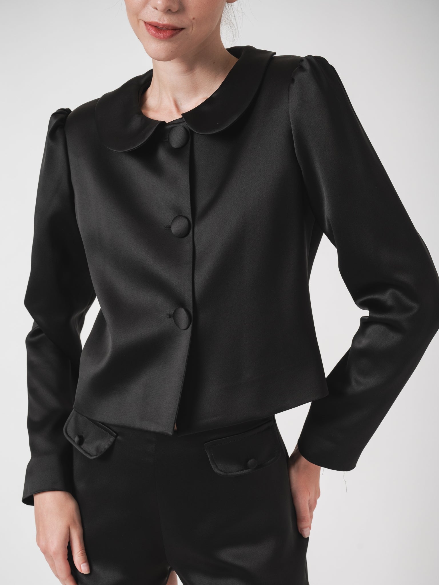 ÉLOISE SATIN JACKET - BLACK