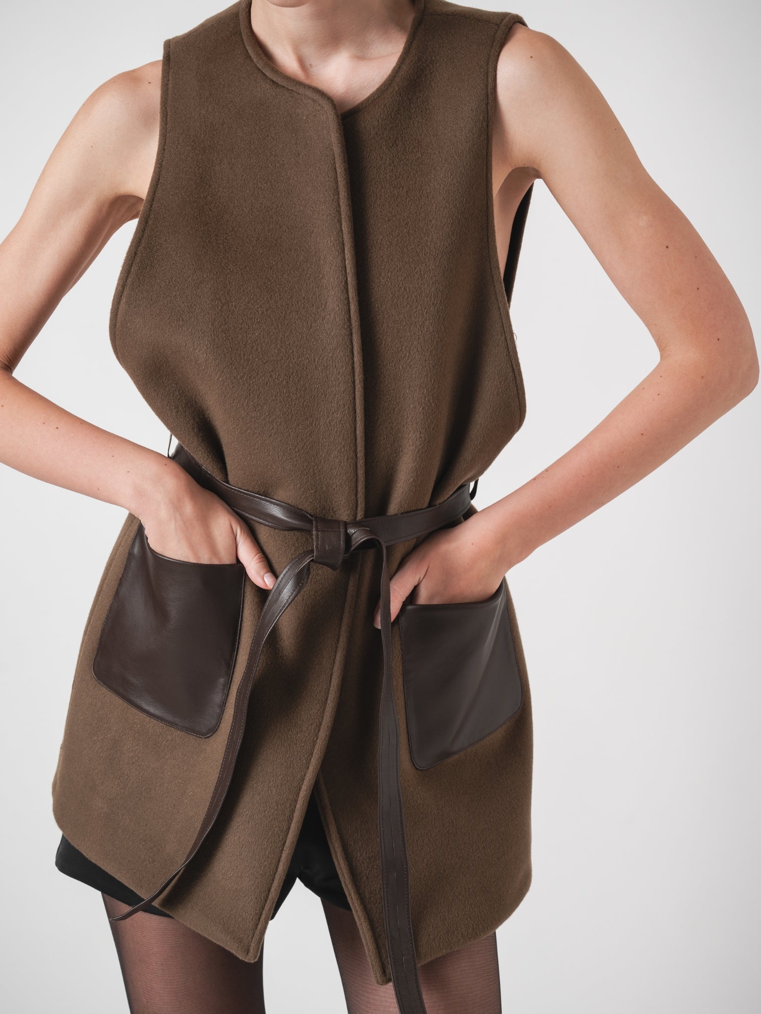 FUSION GILET - BROWN CASHMERE BLEND