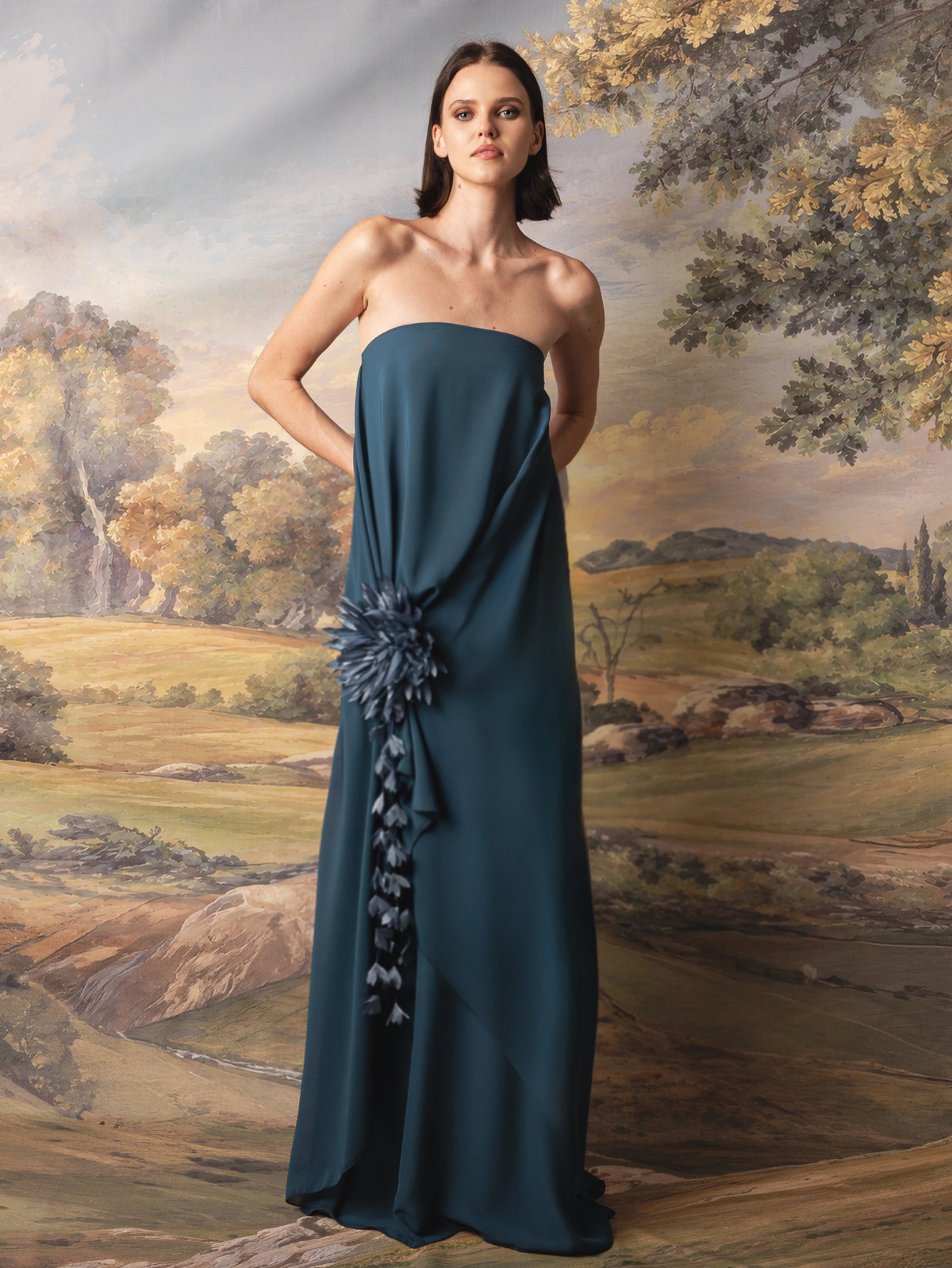 AMALIA MAXI DRESS - STEEL BLUE