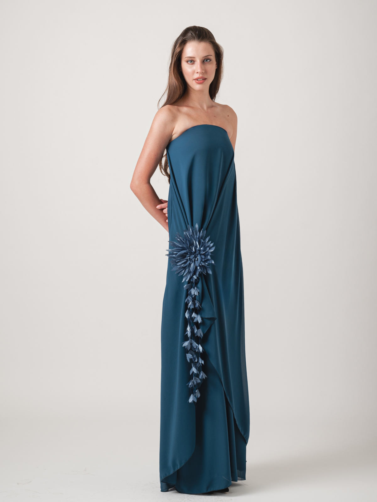 AMALIA MAXI DRESS - STEEL BLUE