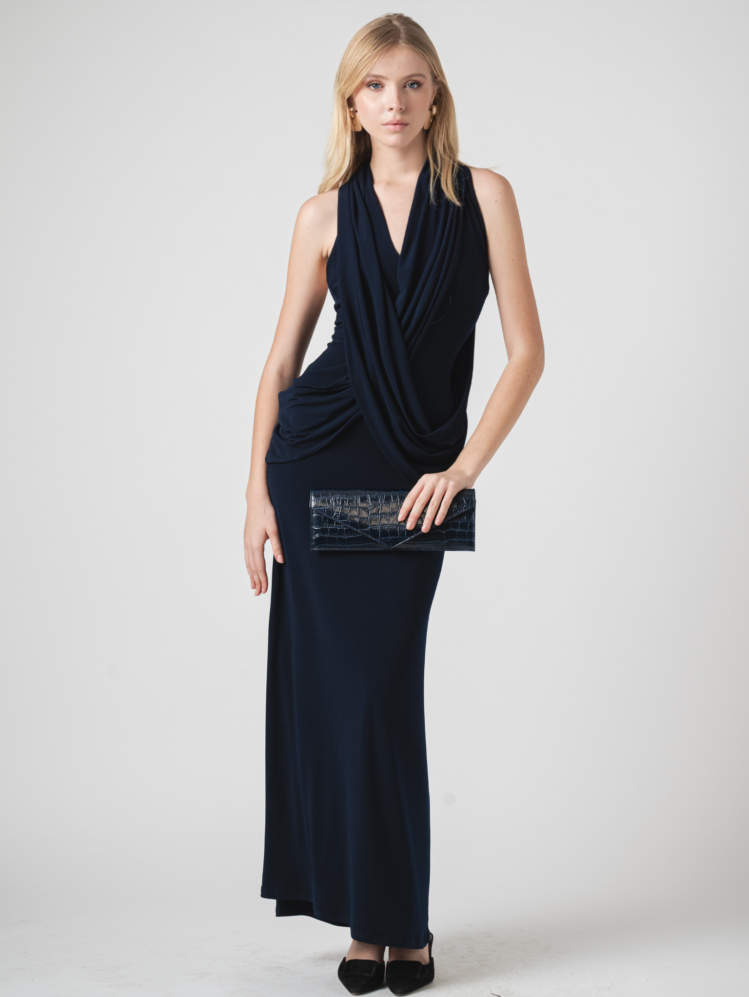 THE DRAPE MAXI DRESS - NAVY