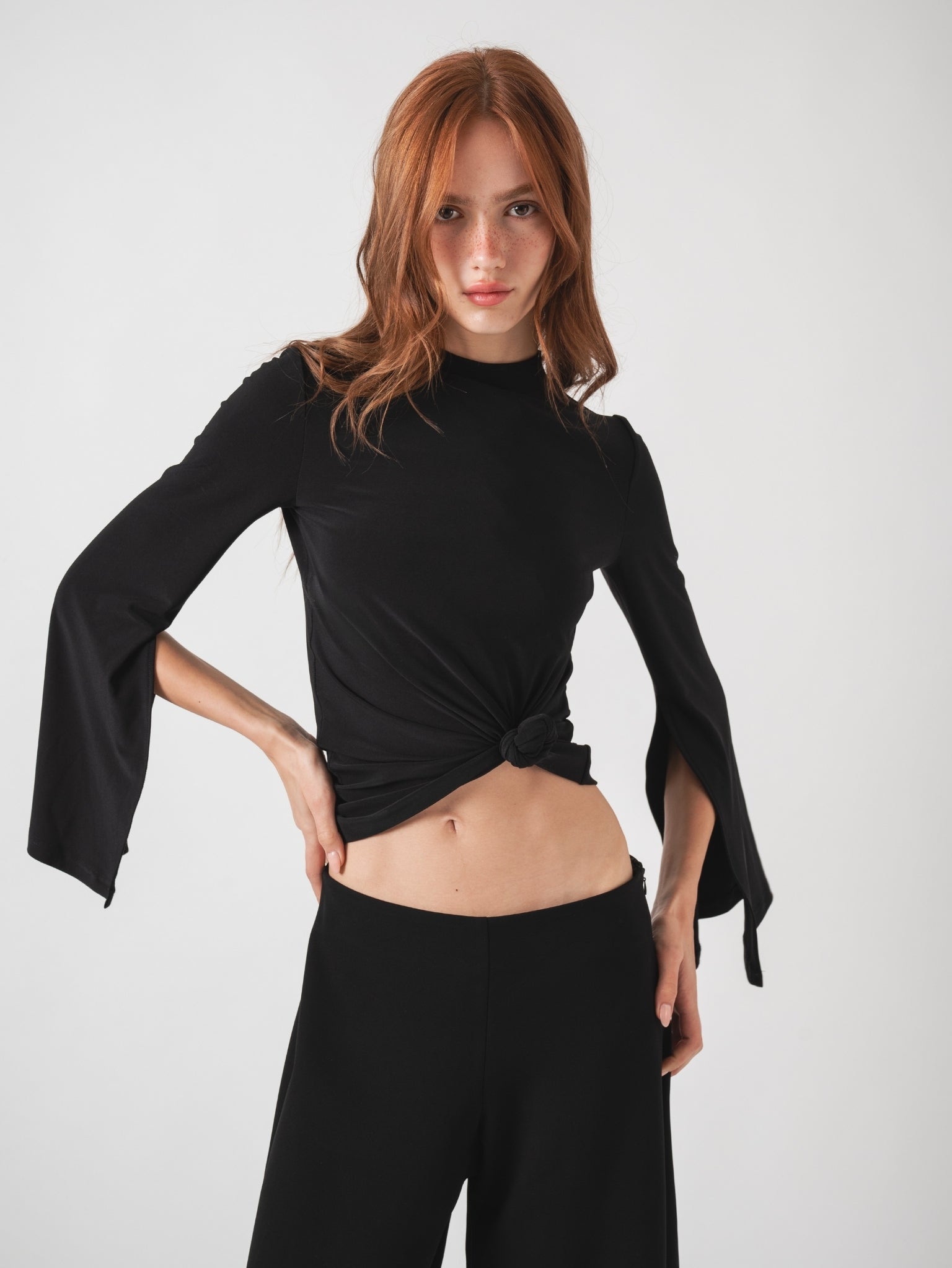 TIDE LONG SLEEVE TOP - BLACK