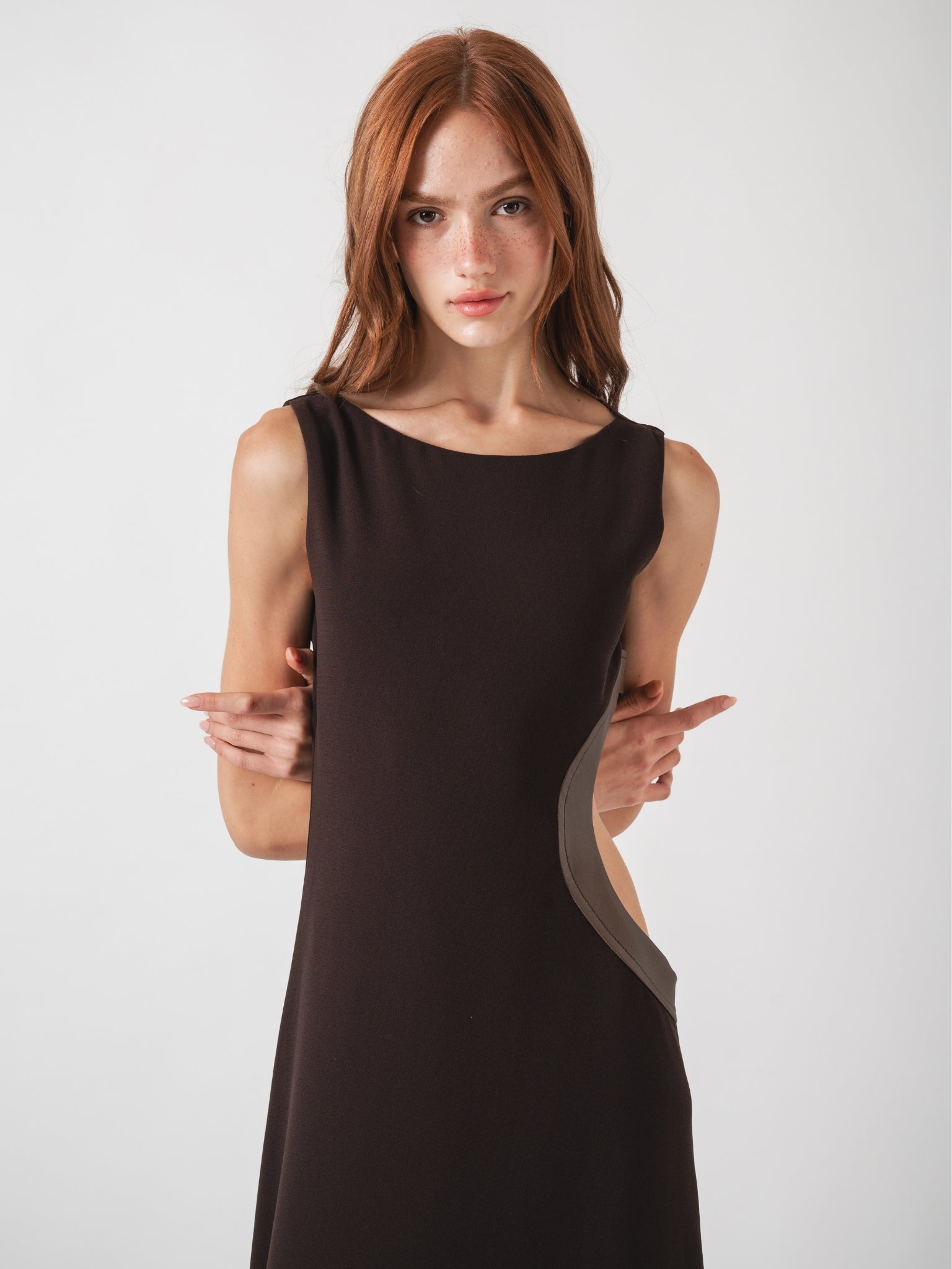 IRIDE MAXI DRESS - CHOCOLATE & BROWN LAMBSKIN LEATHER
