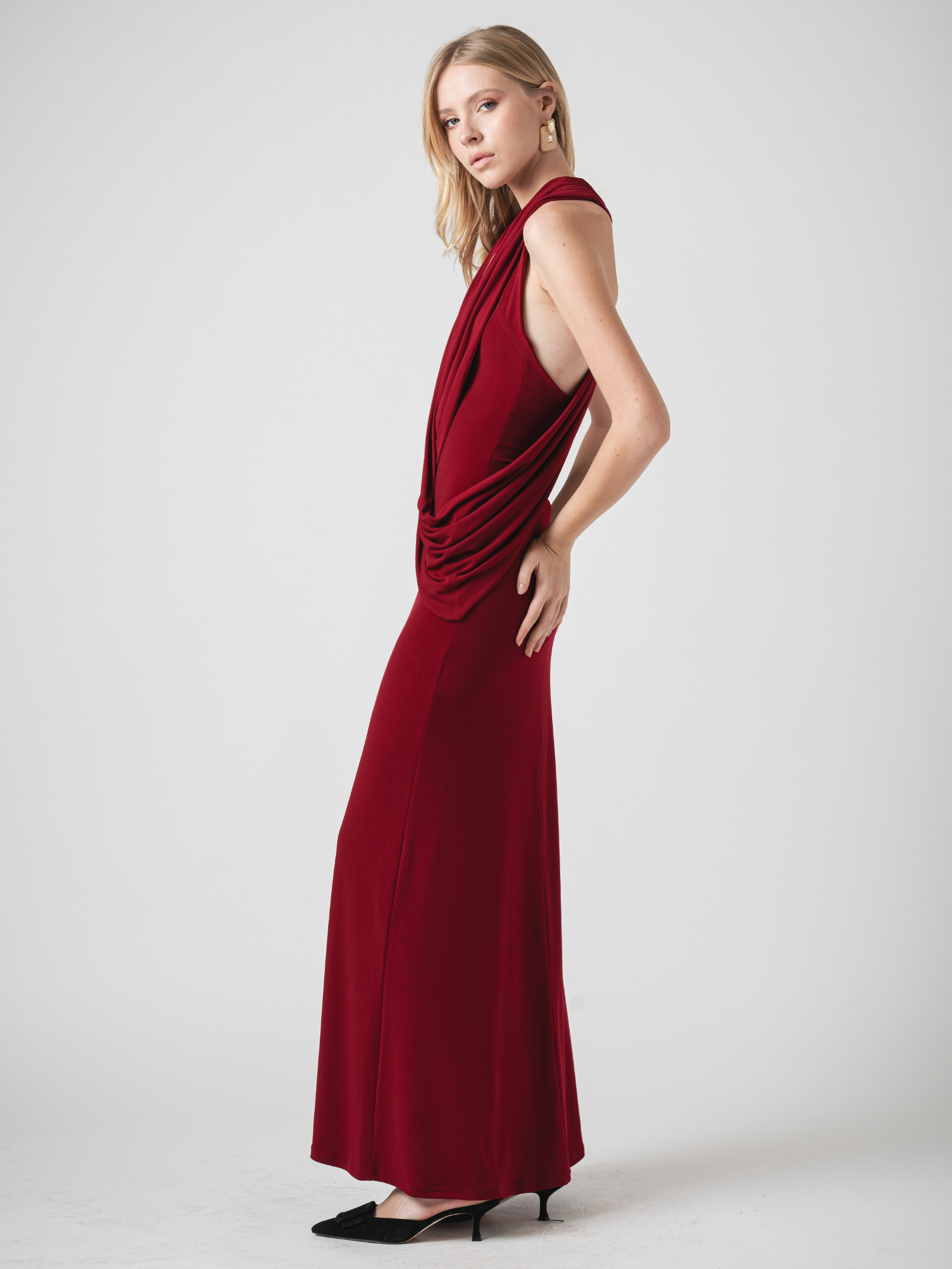 THE DRAPE MAXI DRESS - WINE
