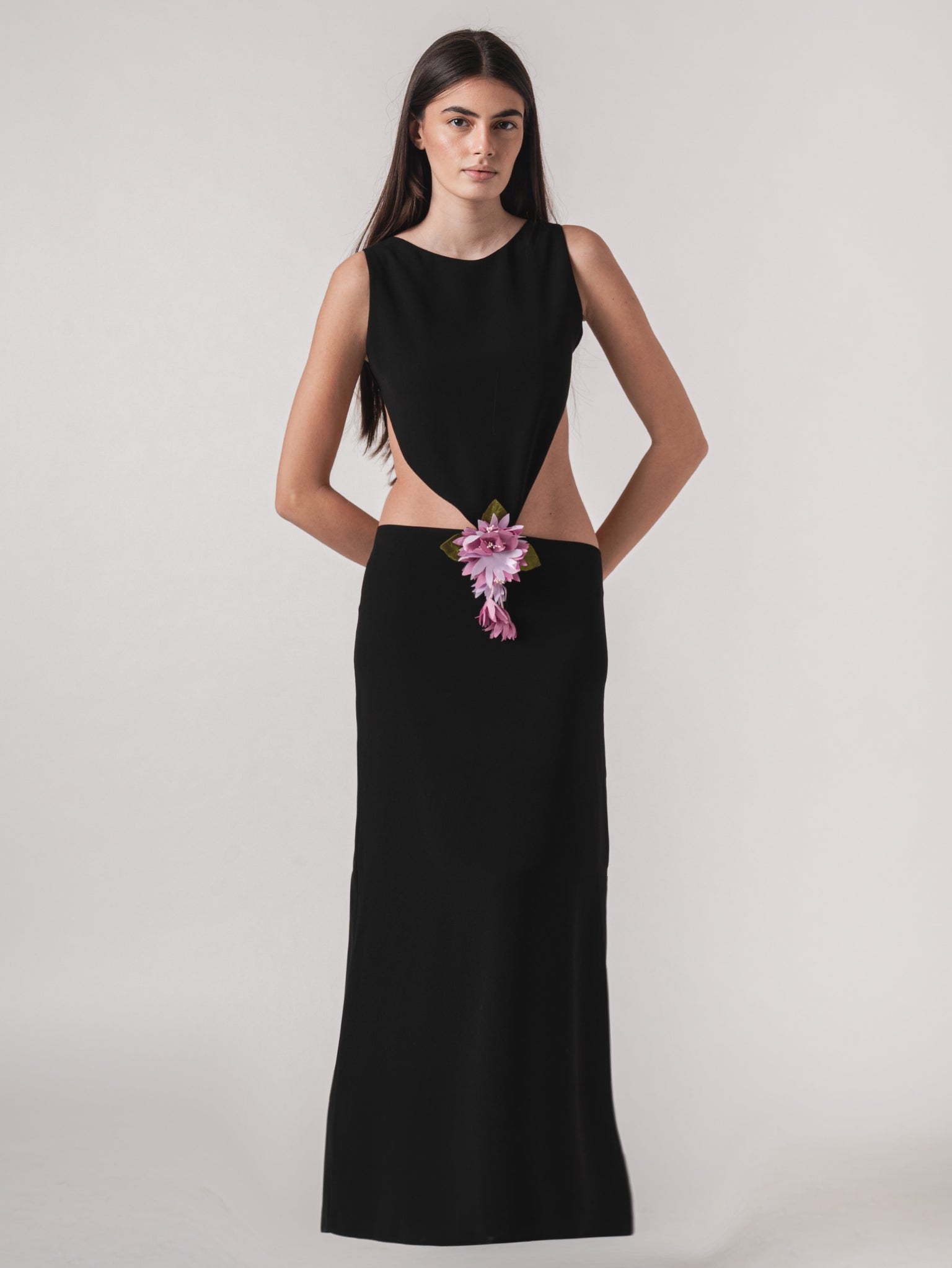 SOFIA MAXI DRESS - BLACK & PINK