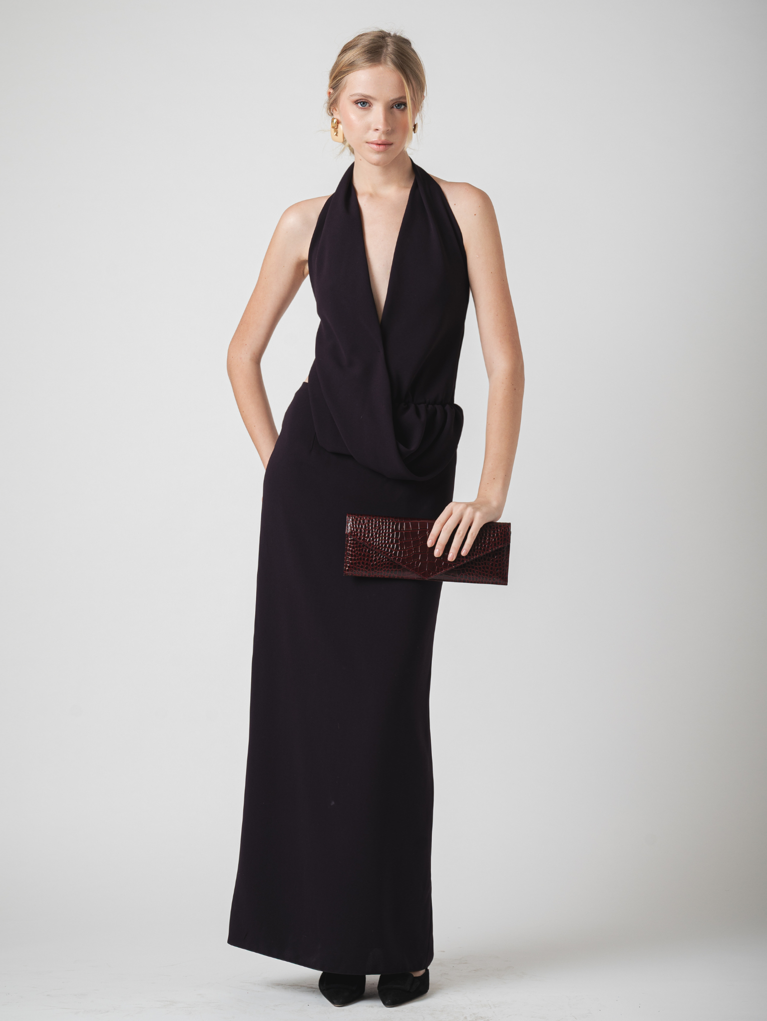 aubergine maxi dress Minda Long Dress