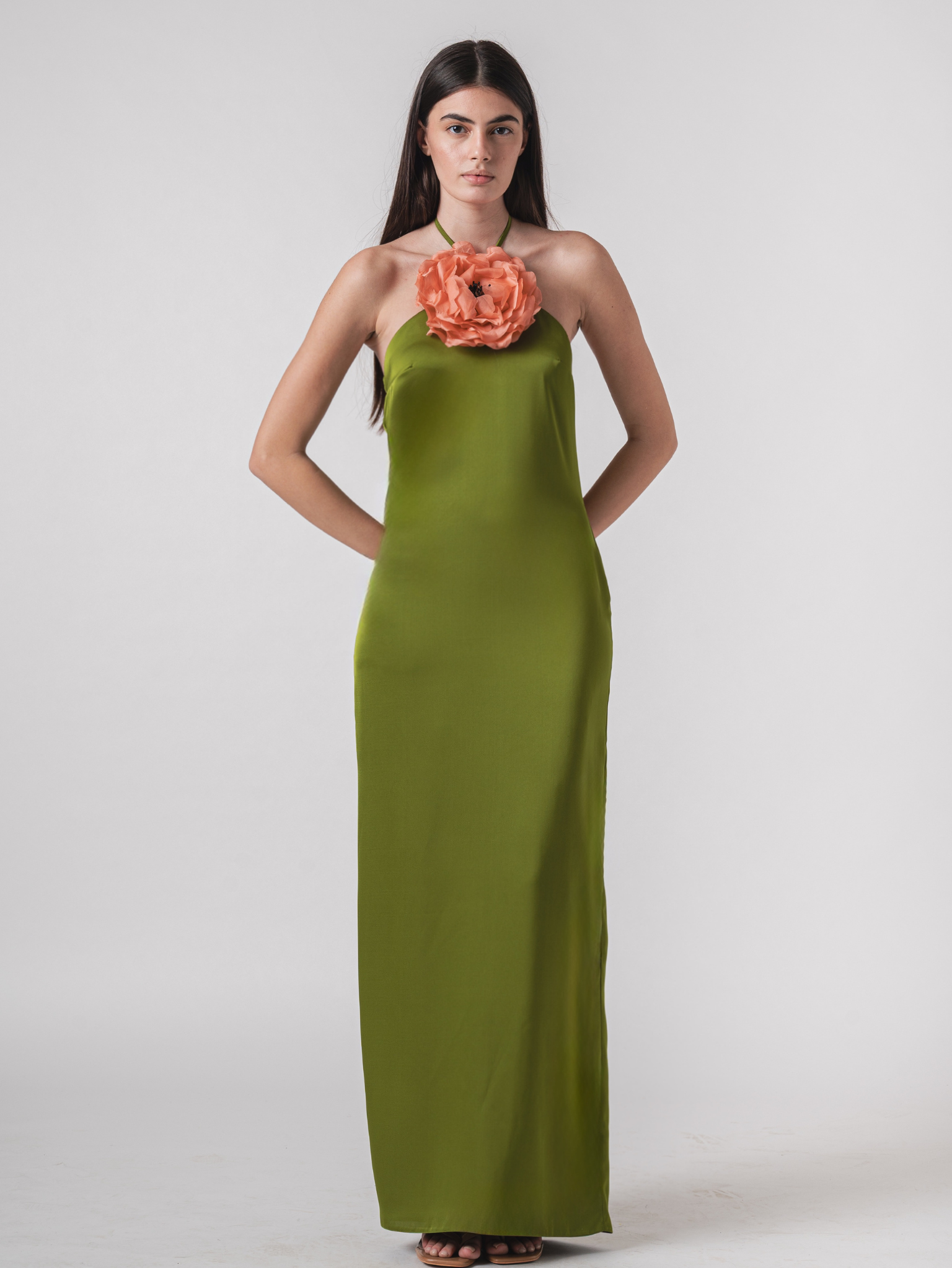 IPANEMA MAXI DRESS - OLIVE AND ORANGE
