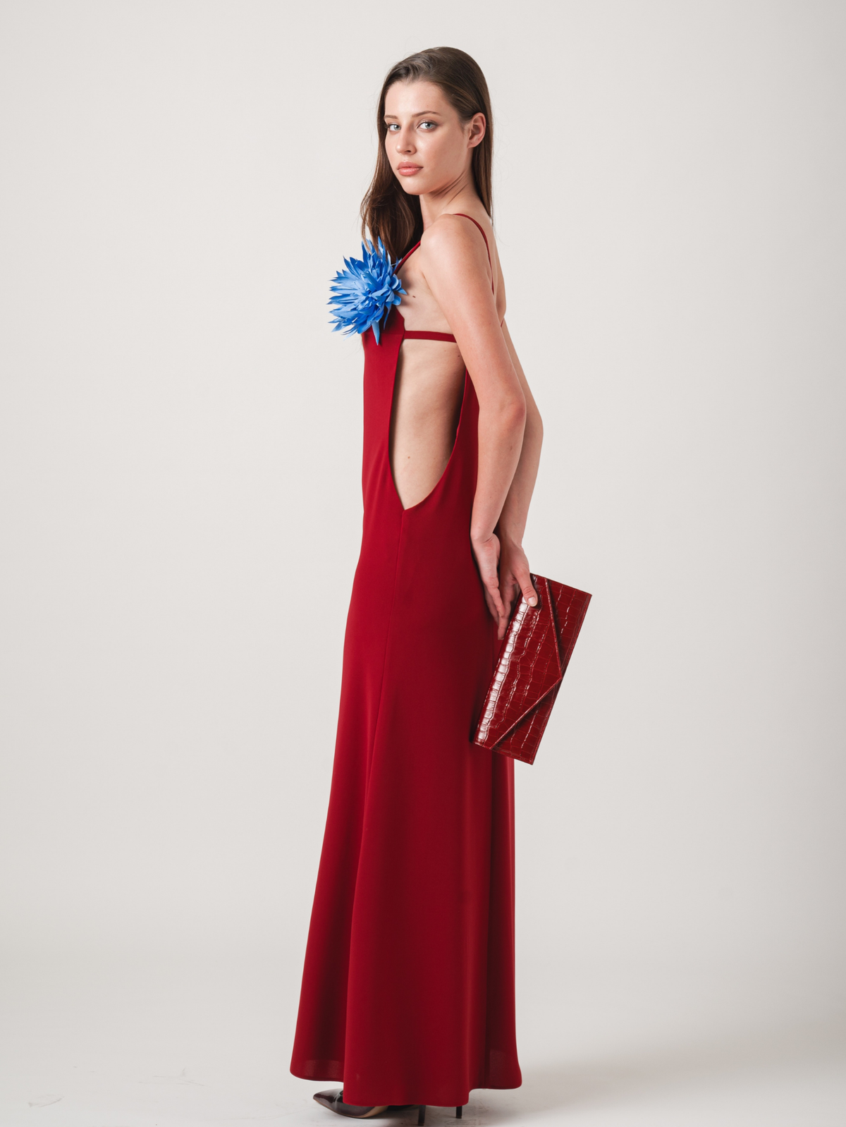 WILDFLOWER MAXI DRESS - RED & CAPRI BLUE