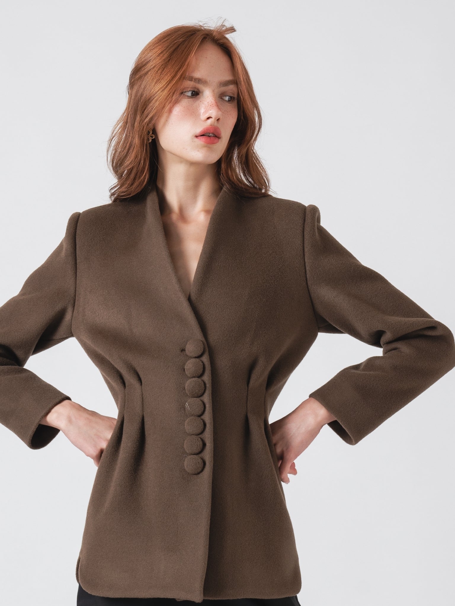 CINTRÉ SHORT COAT - BROWN CASHMERE BLEND