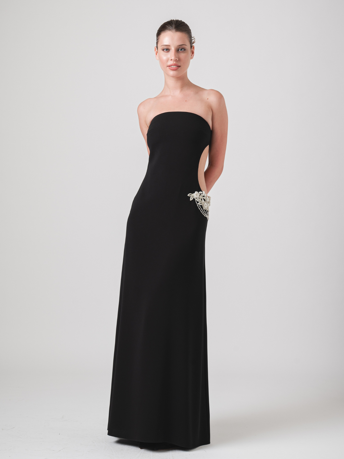ISLA MAXI DRESS - EMBELLISHED BLACK