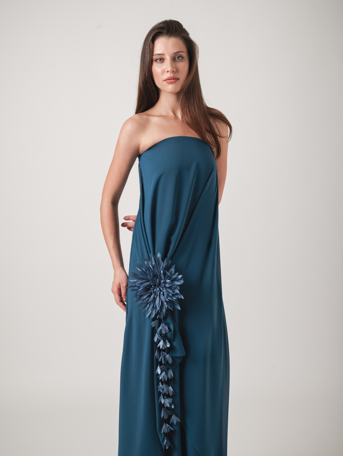 AMALIA MAXI DRESS - STEEL BLUE