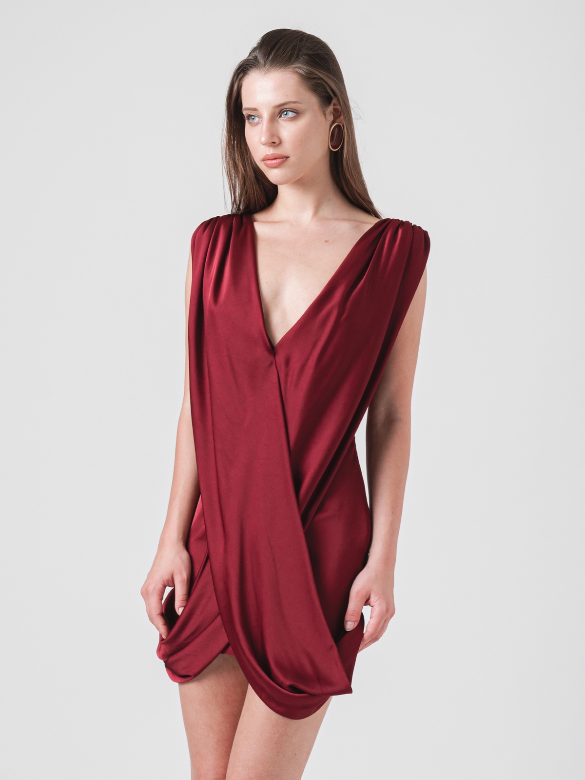 TWIRL MINI DRESS - WINE