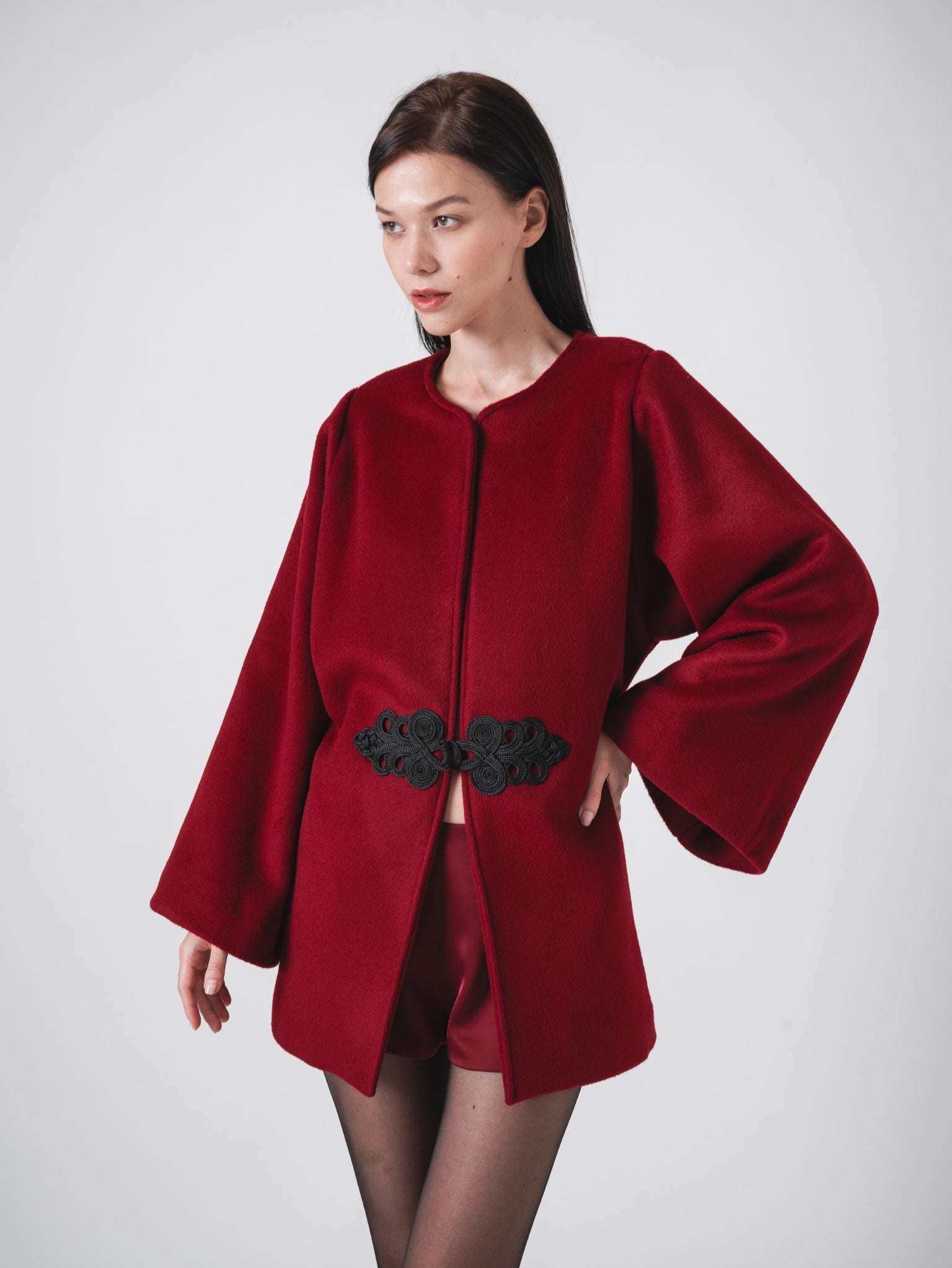 LOTUS SHORT COAT - RED WOOL