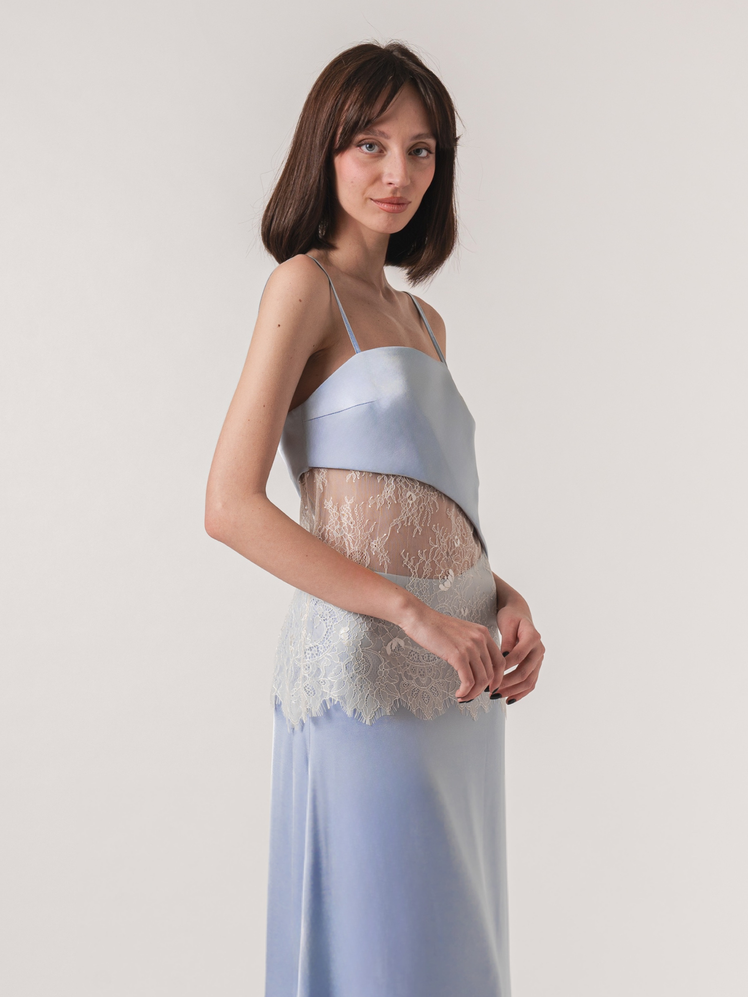 LACY TOP - POWDER BLUE