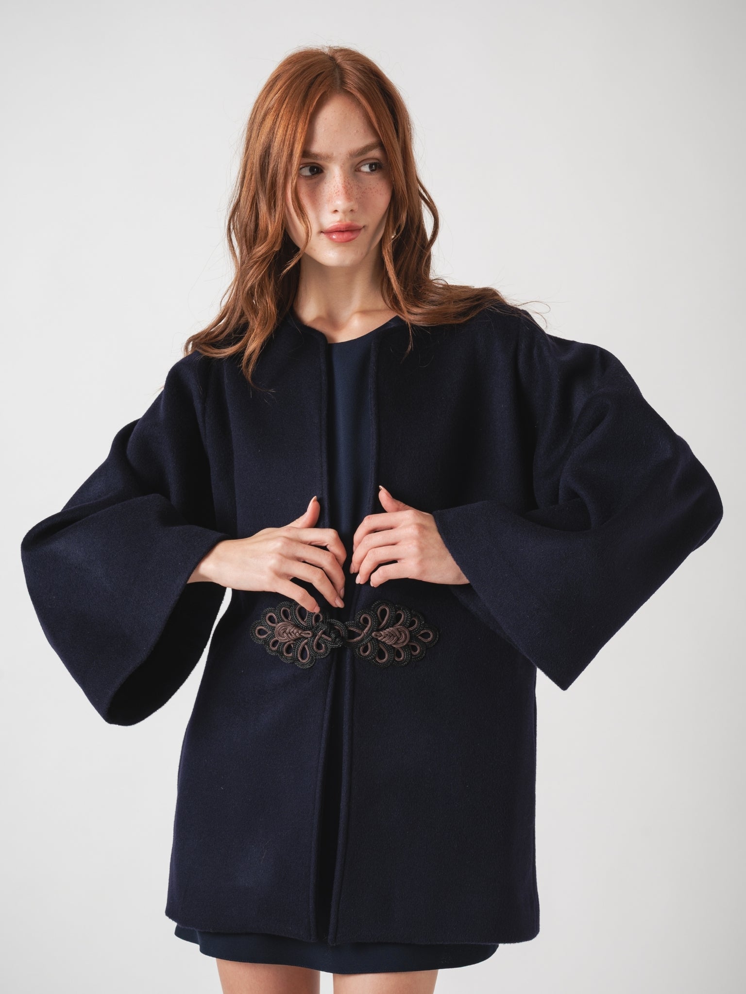 LOTUS SHORT COAT - NAVY WOOL