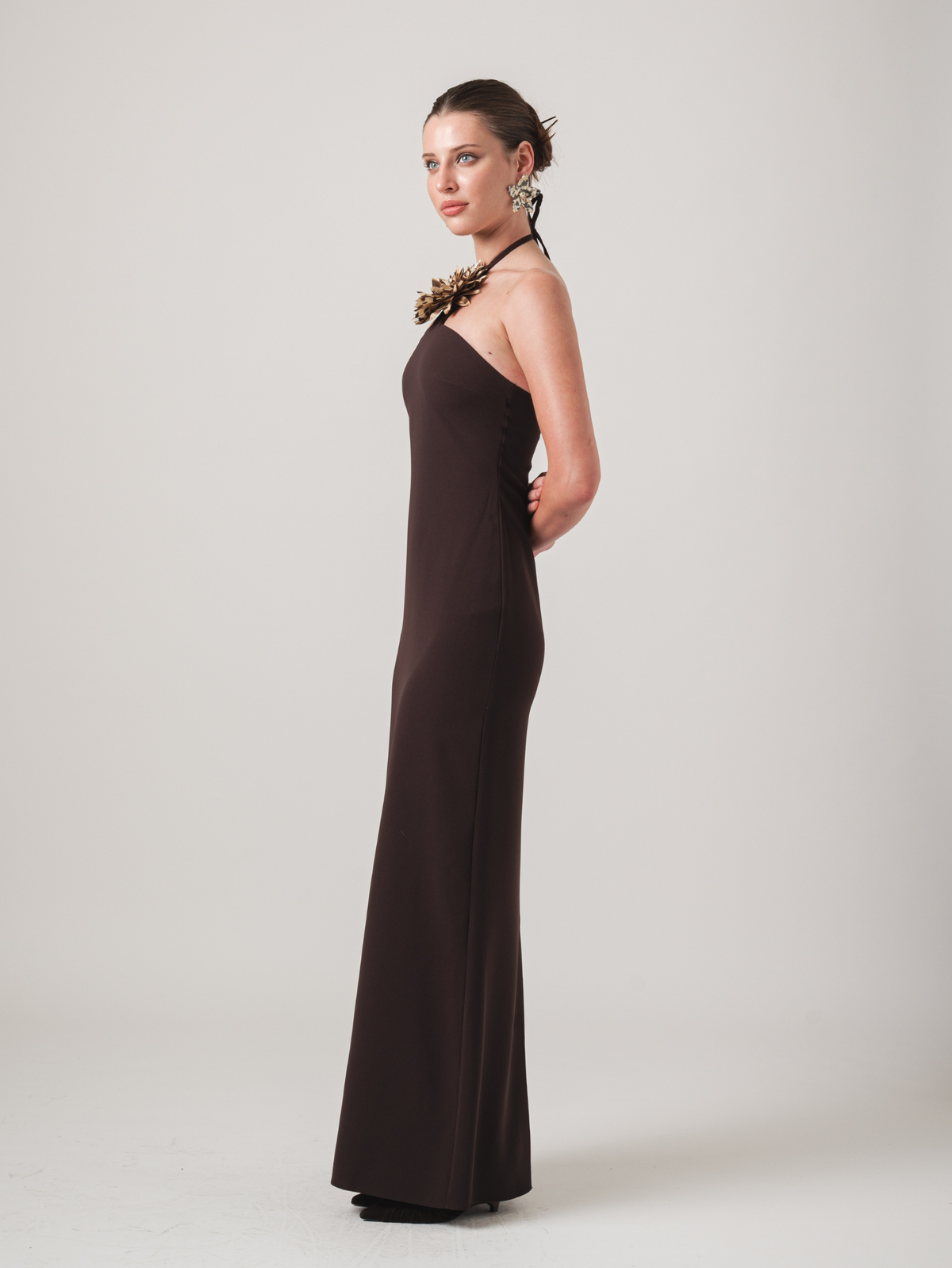 MARGOT MAXI DRESS - BROWN & LEOPARD