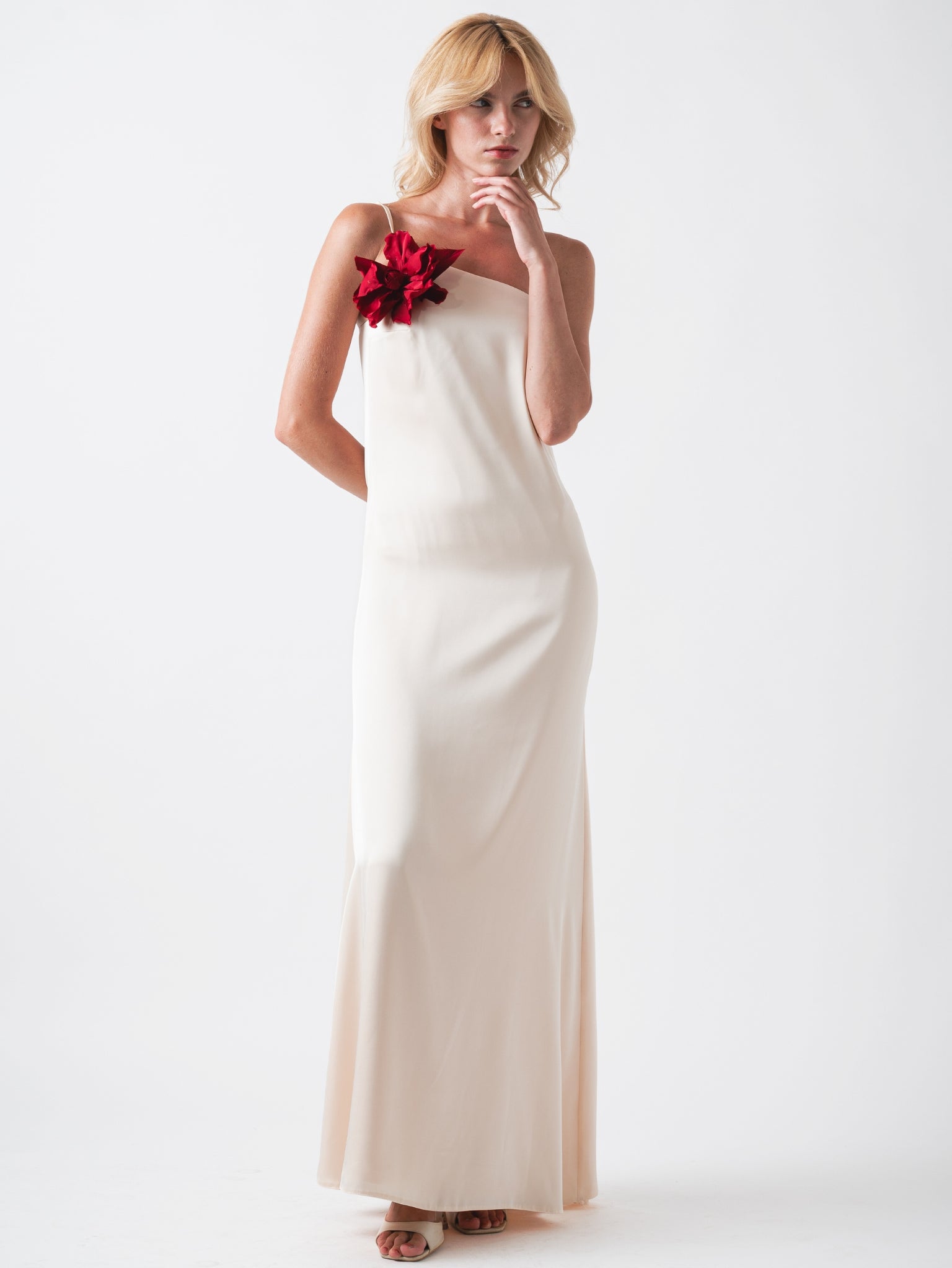 SCARLET MAXI DRESS - IVORY AND RED