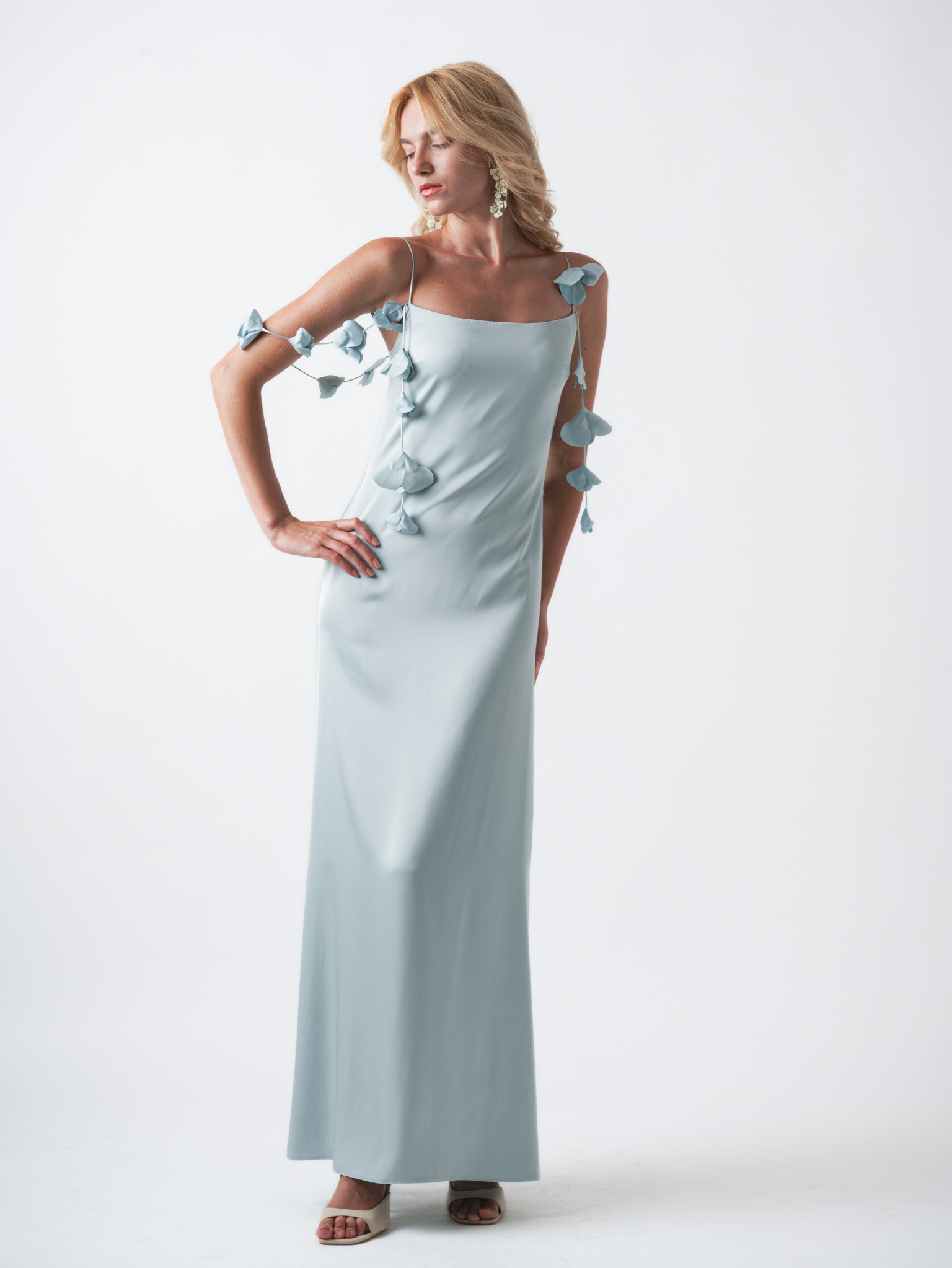 PETAL MAXI DRESS - AQUA