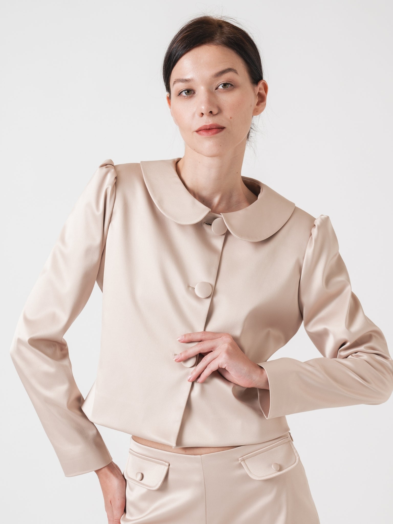 ÉLOISE SATIN JACKET - CHAMPAGNE