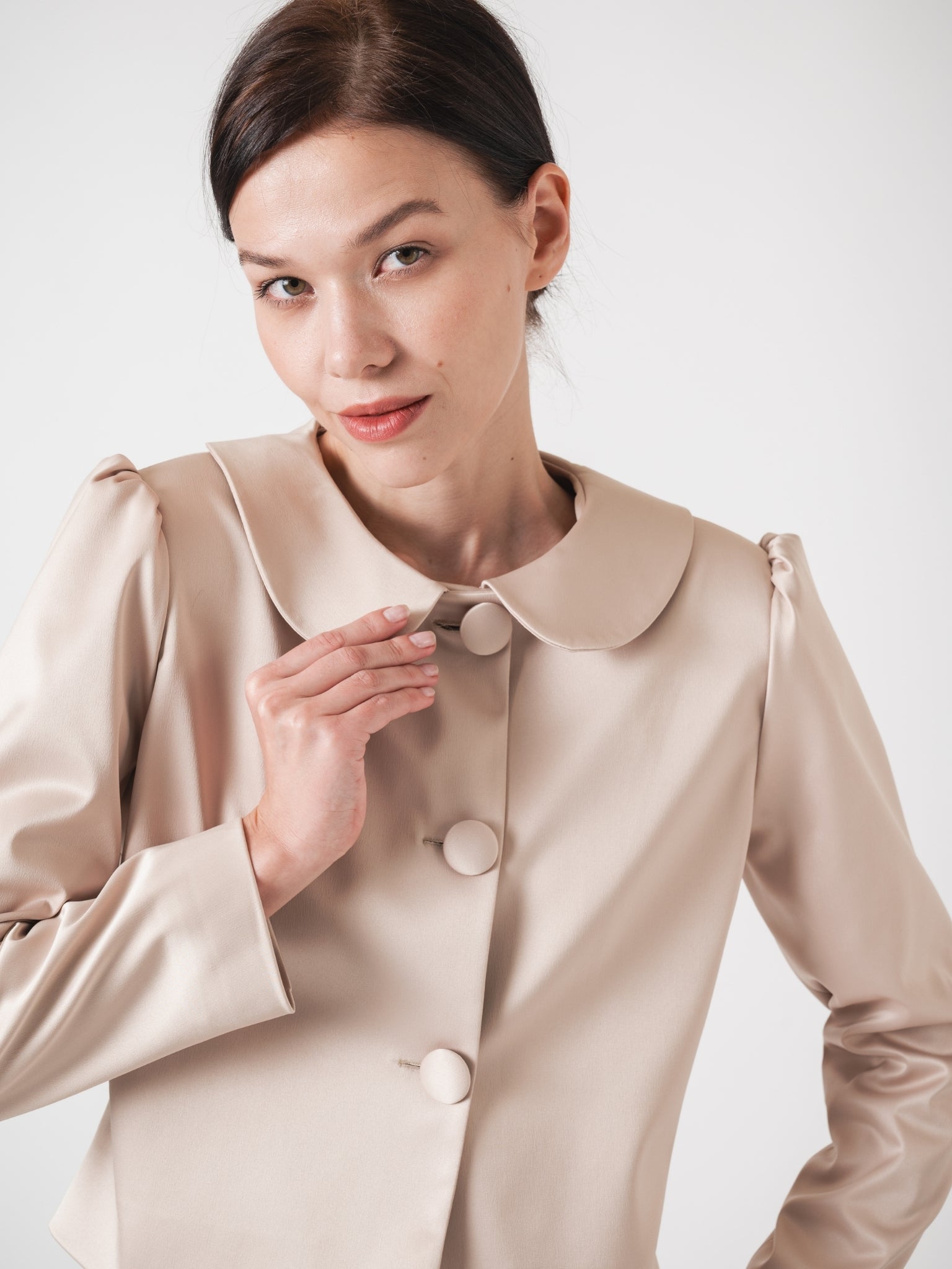 ÉLOISE SATIN JACKET - CHAMPAGNE