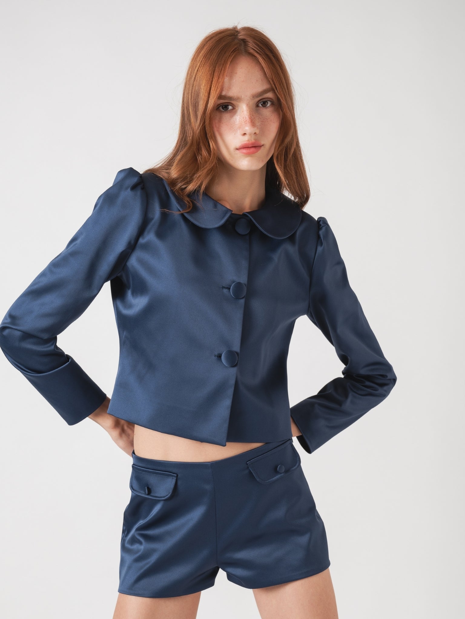 ÉLOISE SATIN JACKET - NAVY