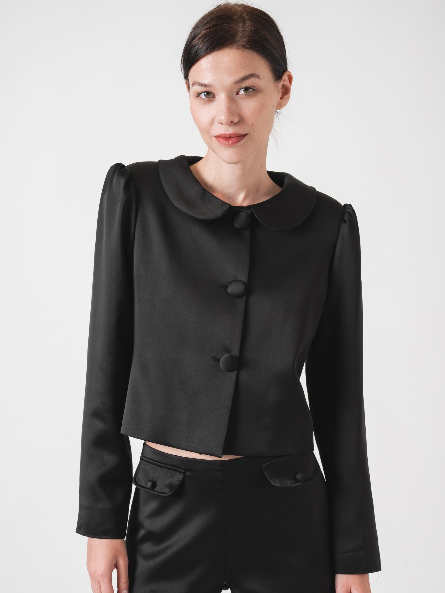ÉLOISE SATIN JACKET - BLACK