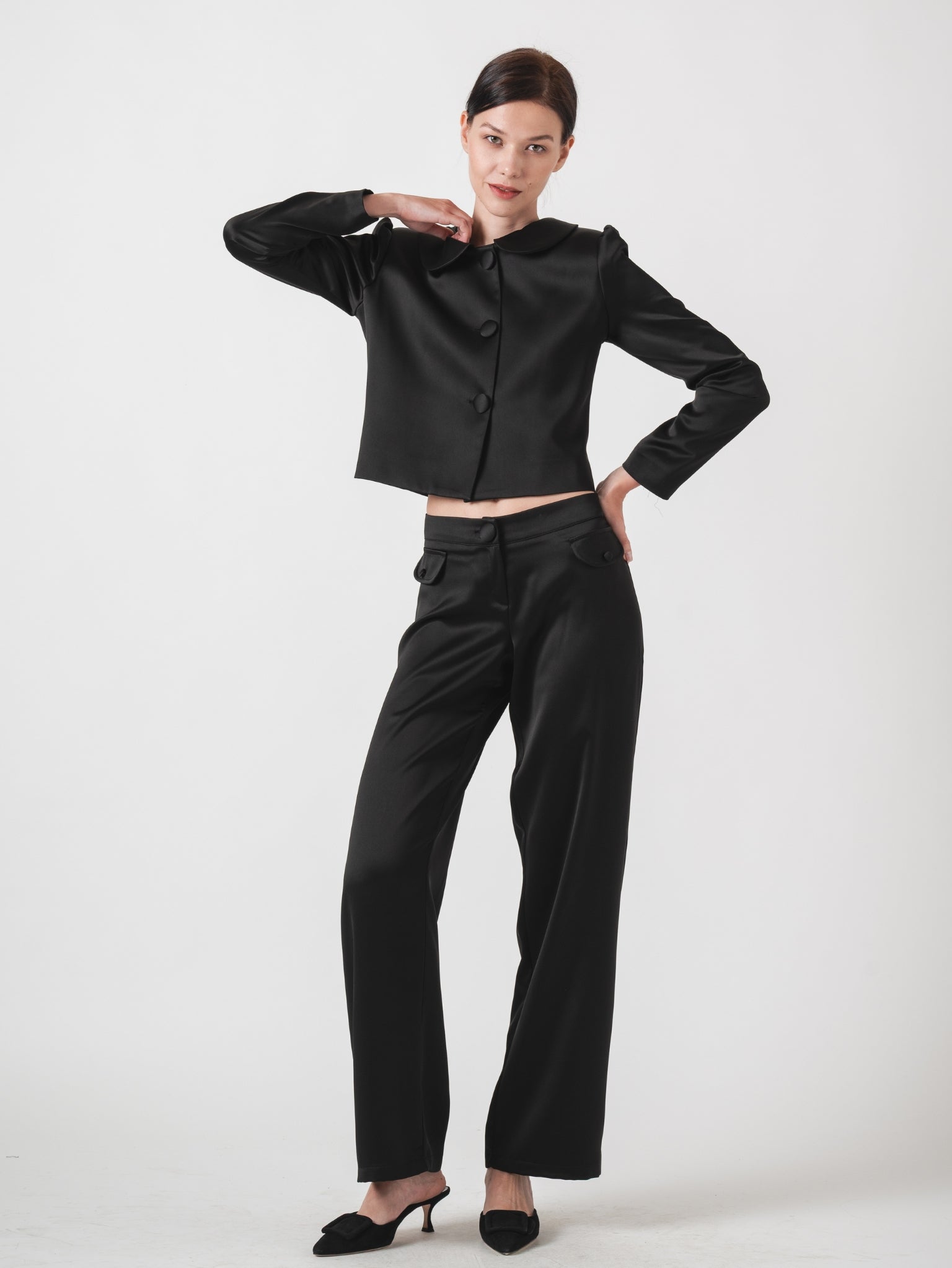 ÉLOISE SATIN JACKET - BLACK