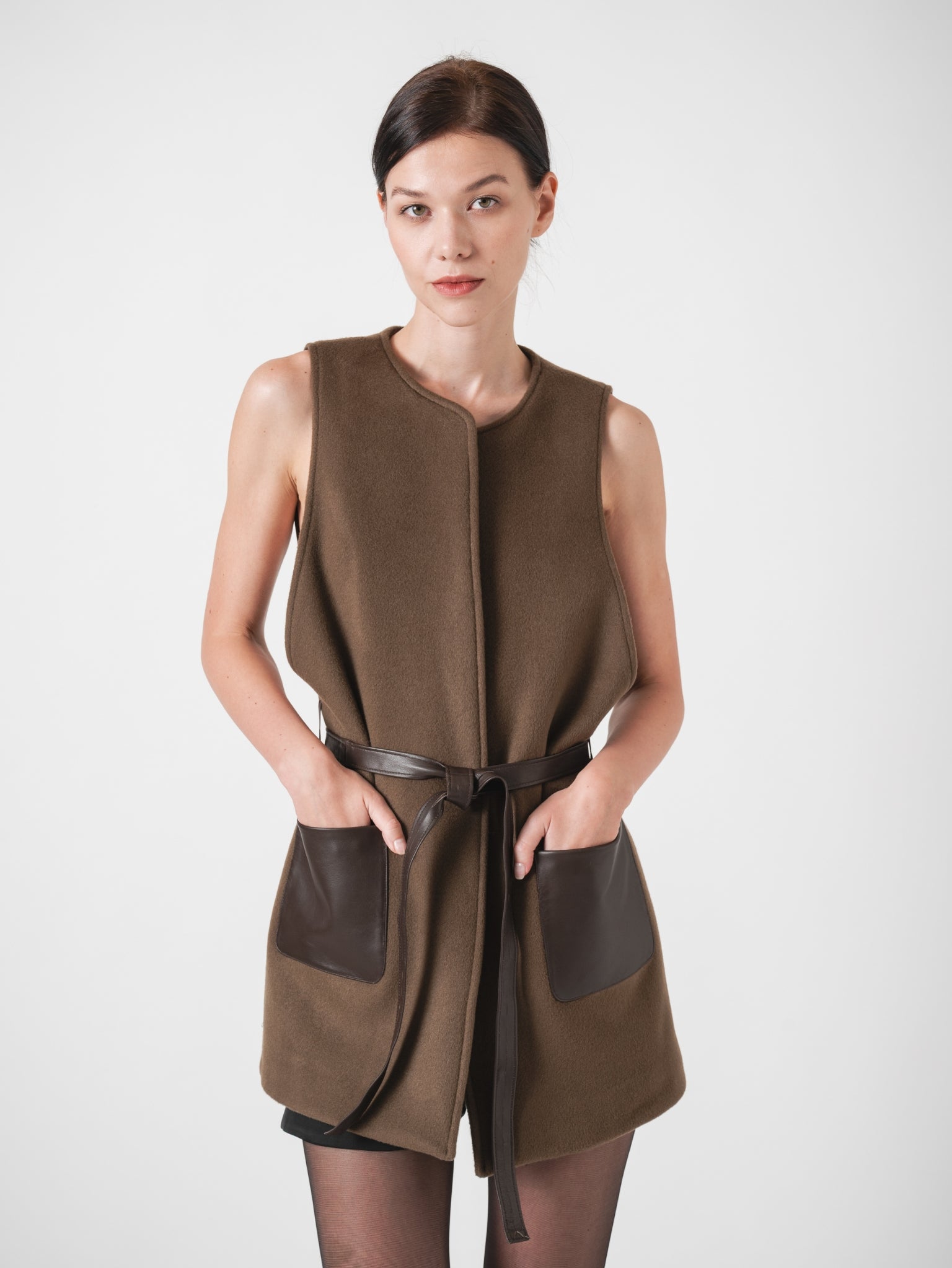 FUSION GILET - BROWN CASHMERE BLEND