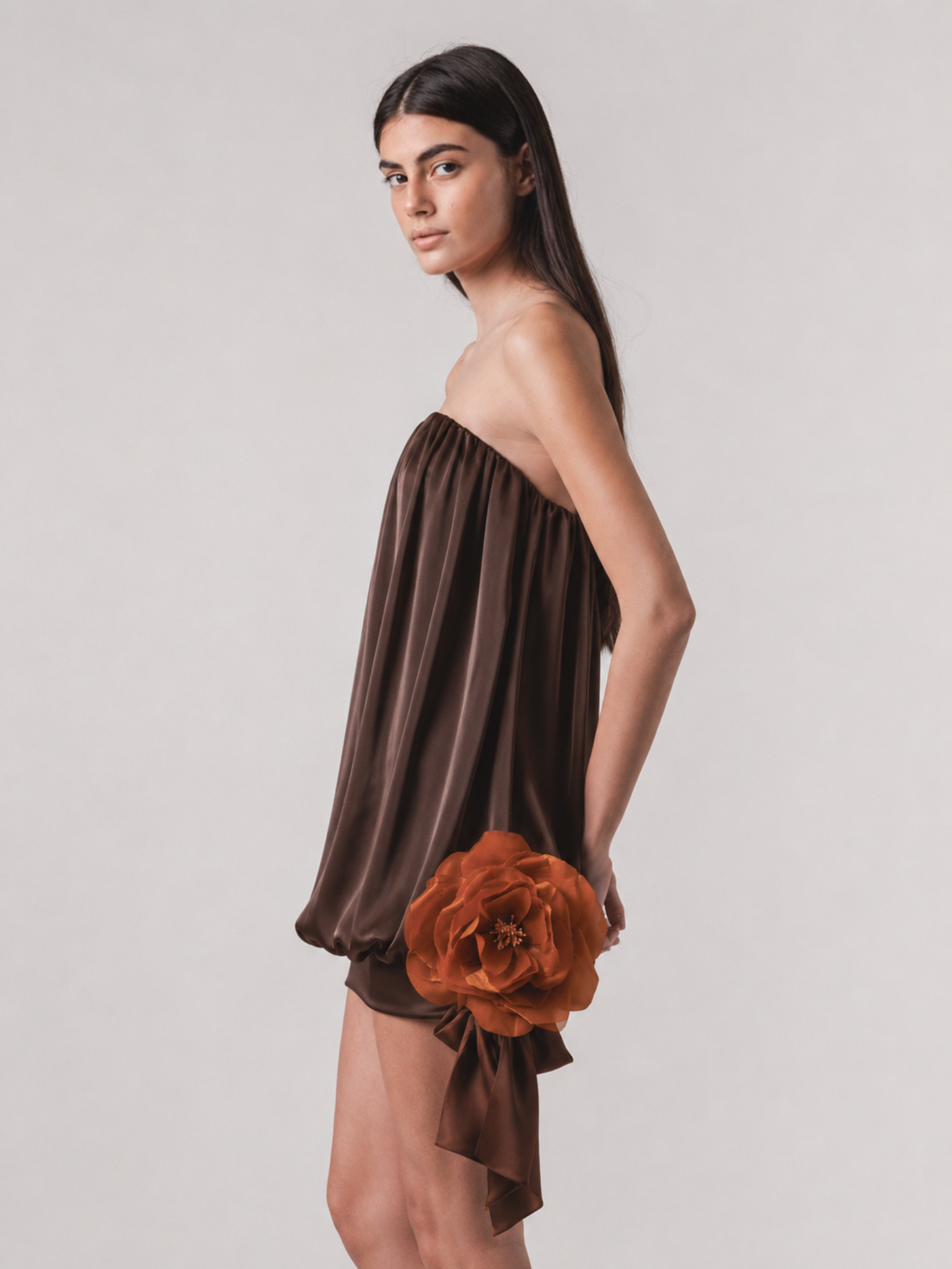 CLOÉ MINI DRESS - CHOCOLATE BROWN