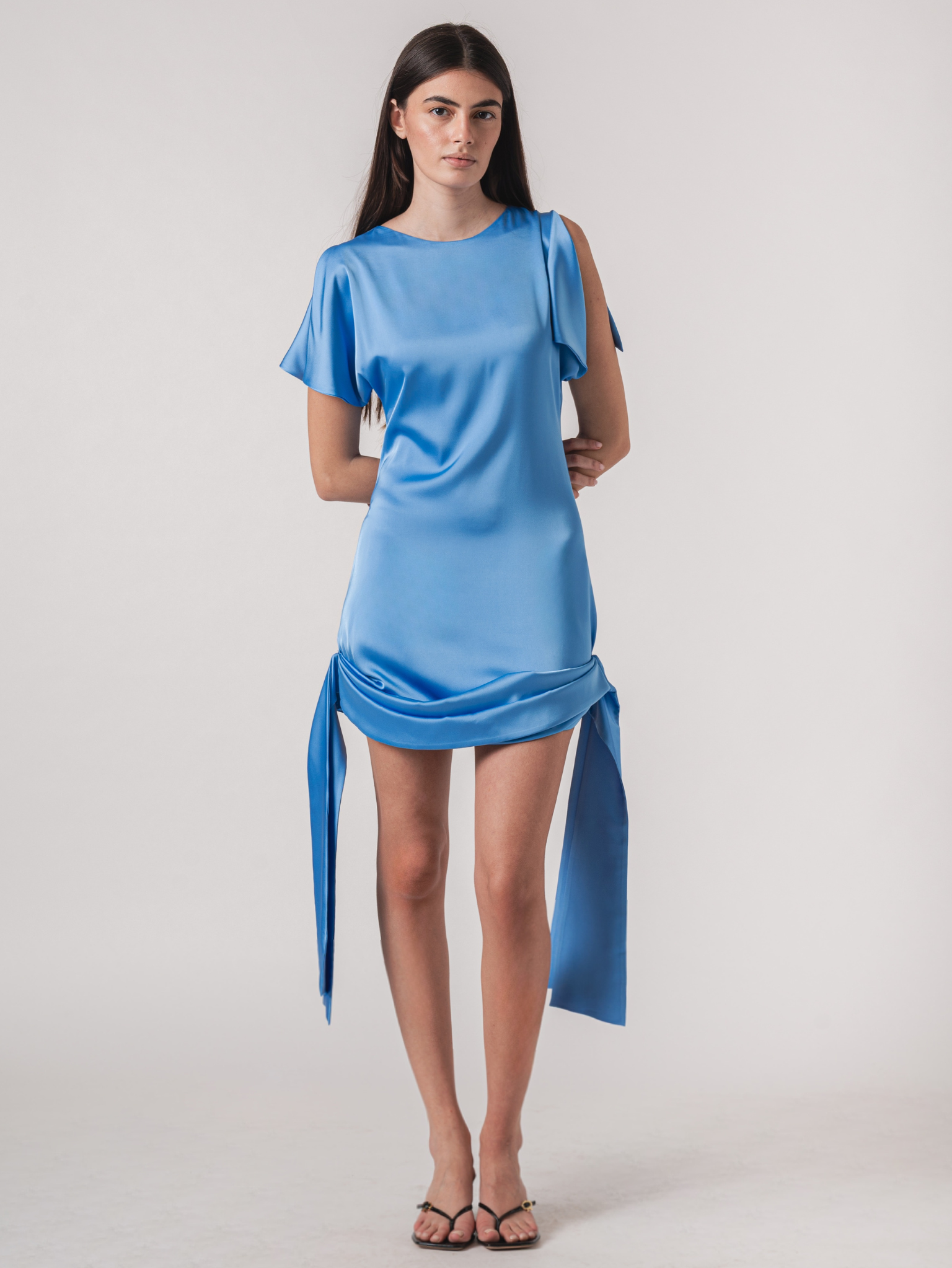 women's blue mini dress The Havana Mini Dress in Chambray in Cotton Poplin | S