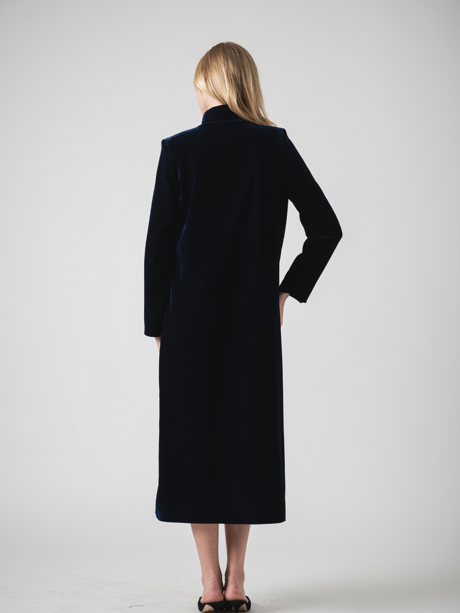 BUCKLE COAT - VELVET NAVY