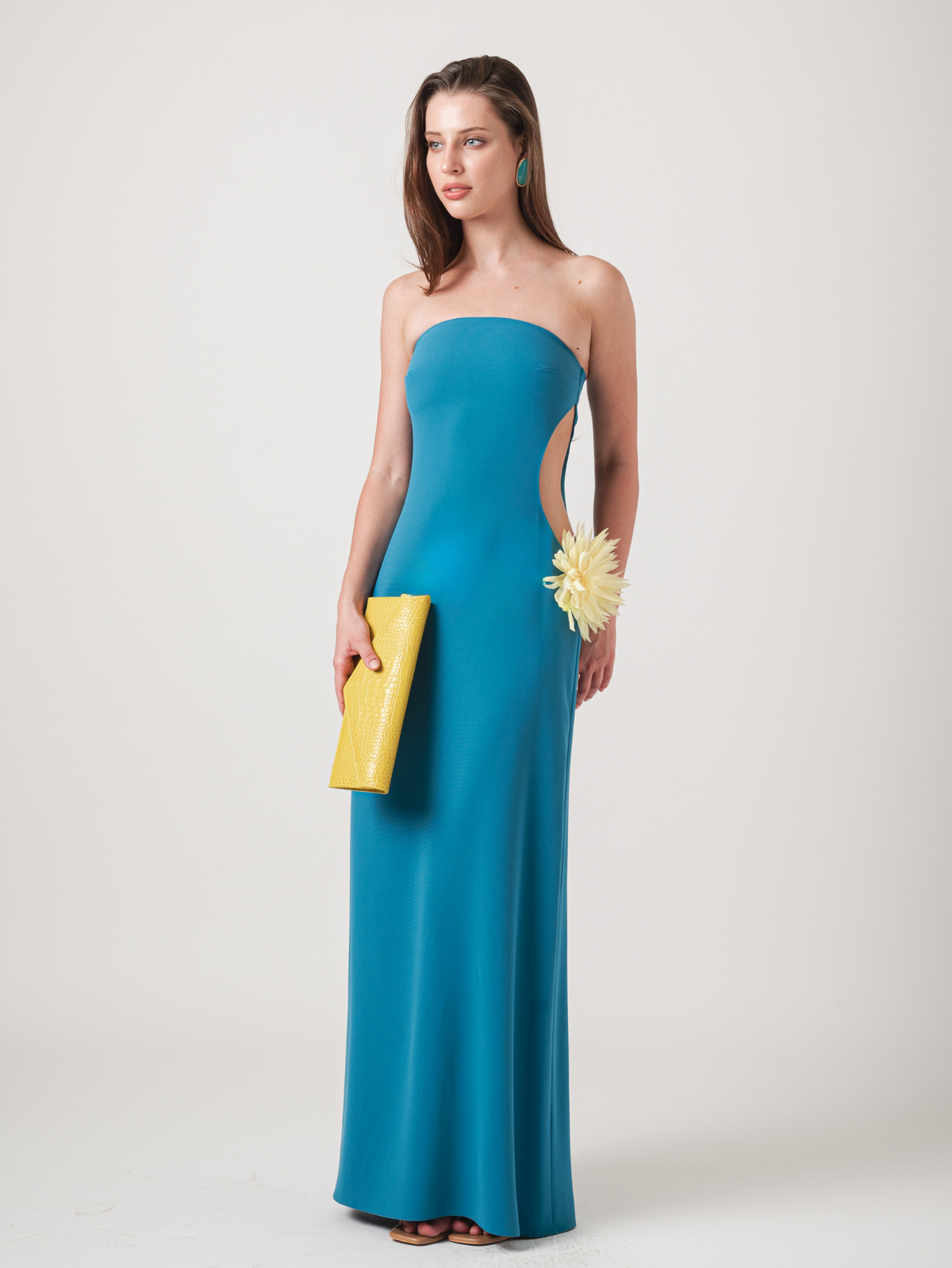 ISLA MAXI DRESS - TEAL & LEMON YELLOW